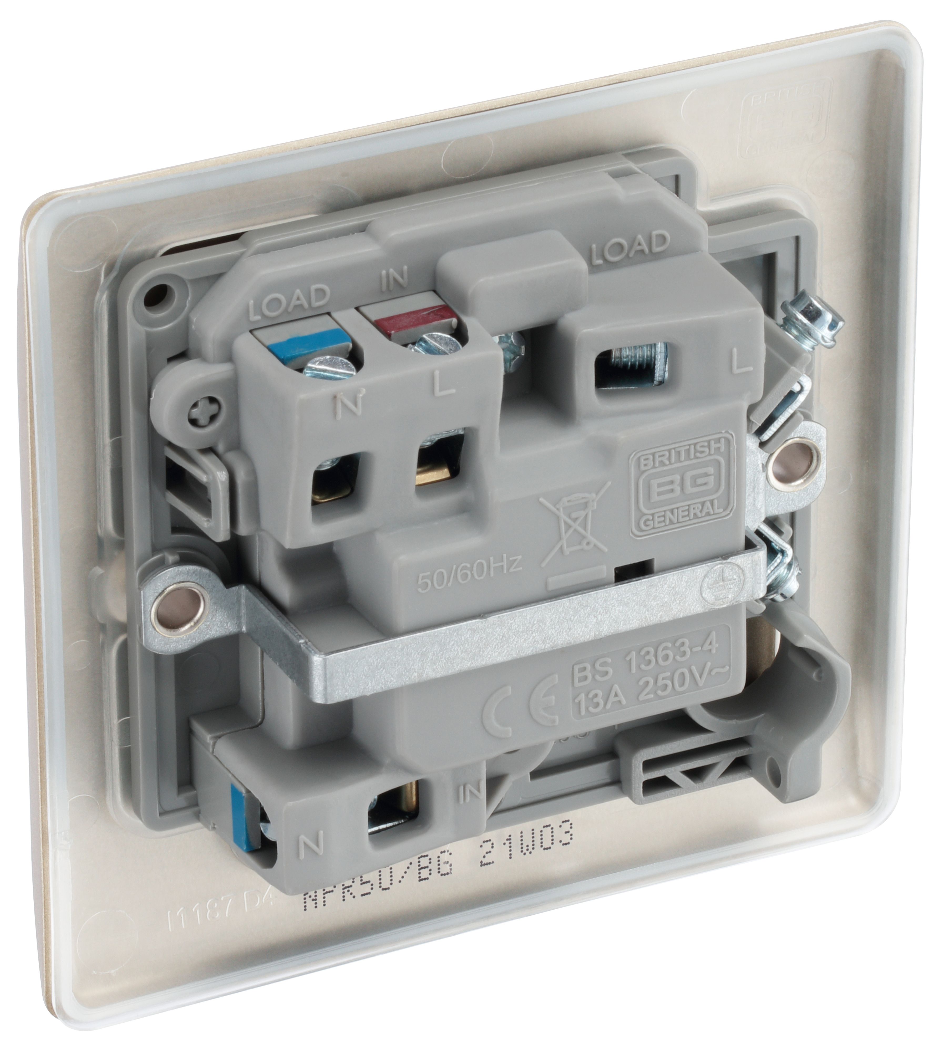 BG Nickel 13A 2 way Raised slim profile Screwed Switched Fused connection unit - 6