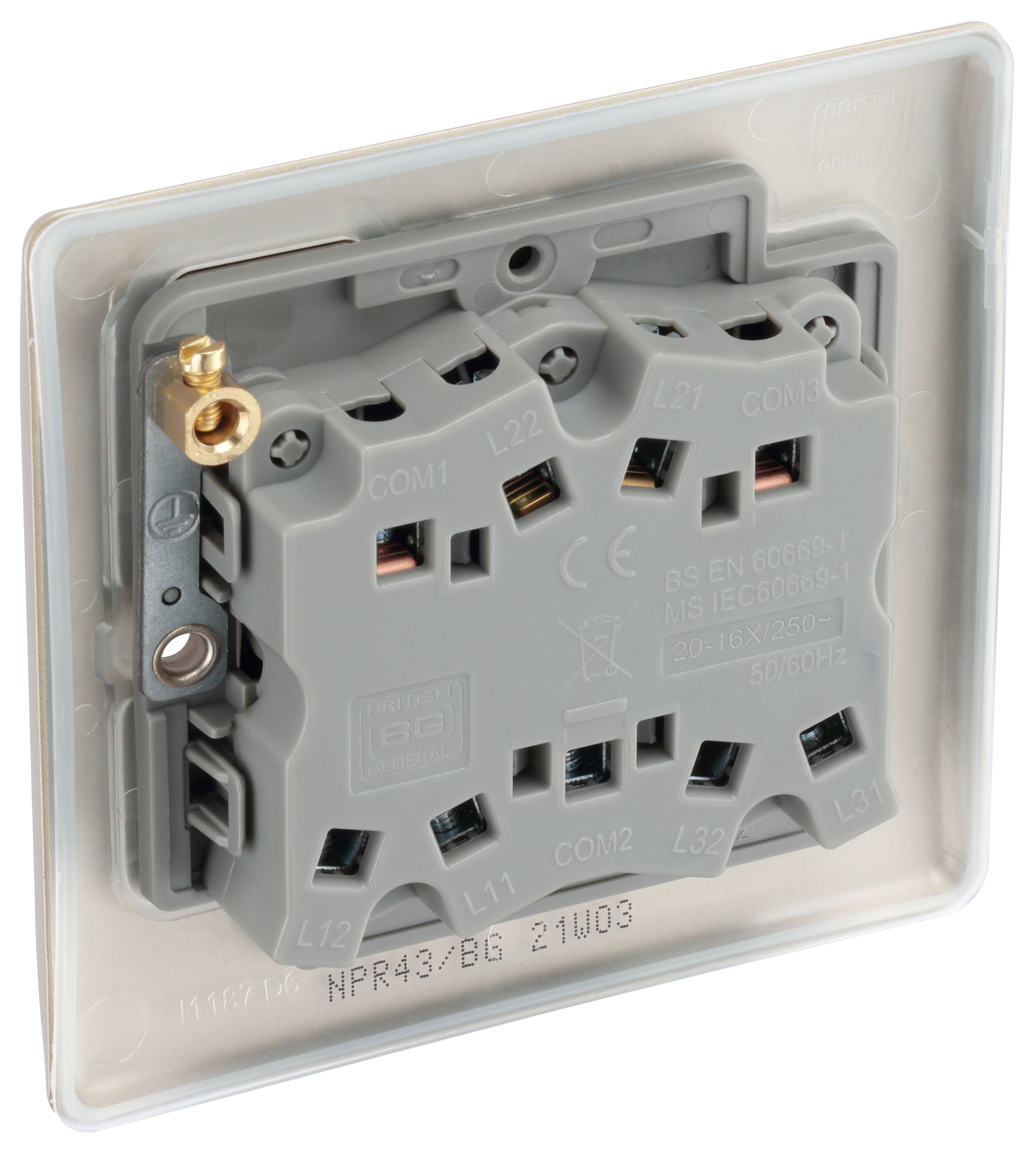 BG Nickel 20A 2 way 3 gang Light Switch - 6