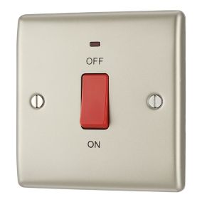 BG Nickel 45A 1 way 1 gang Raised slim Cooker Switch with LED Indicator