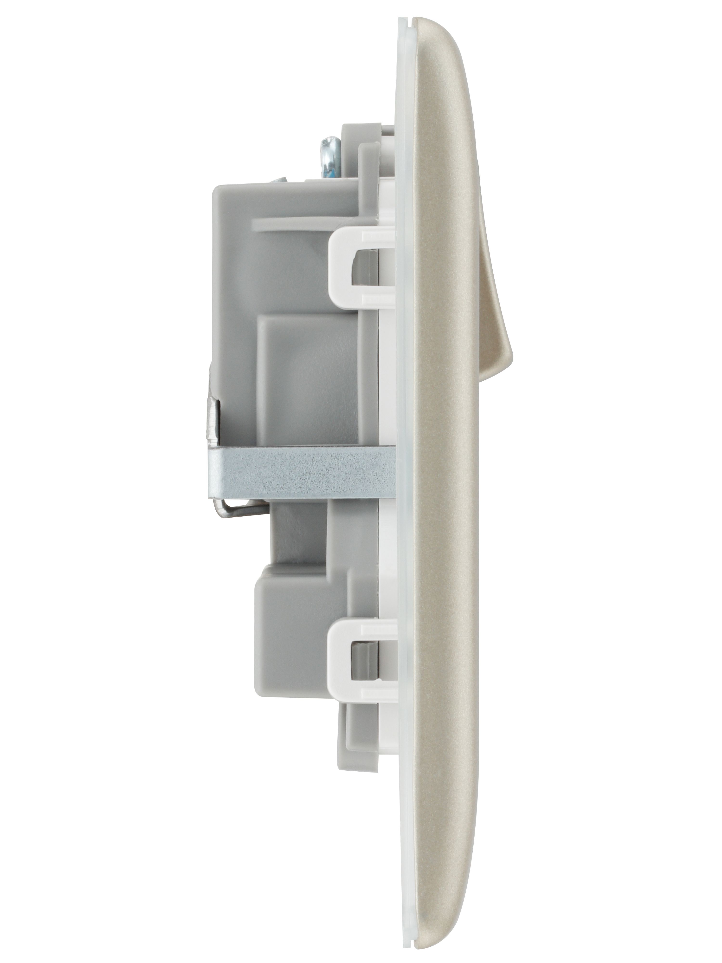 BG Nickel Double 13A Switched Socket & White inserts - 5