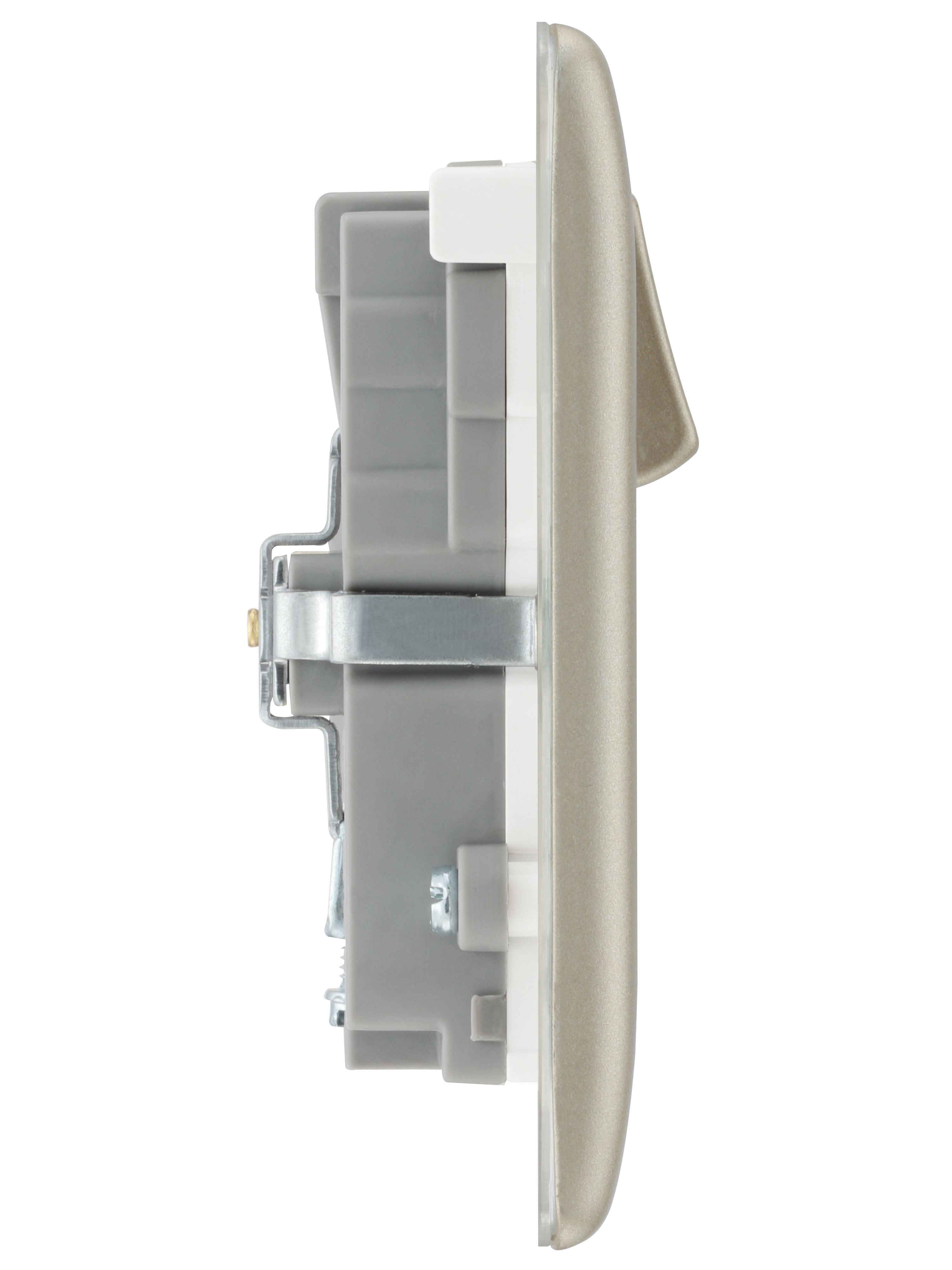 BG Nickel Double 13A Switched Socket with USB x2 4.2A & White inserts - 5