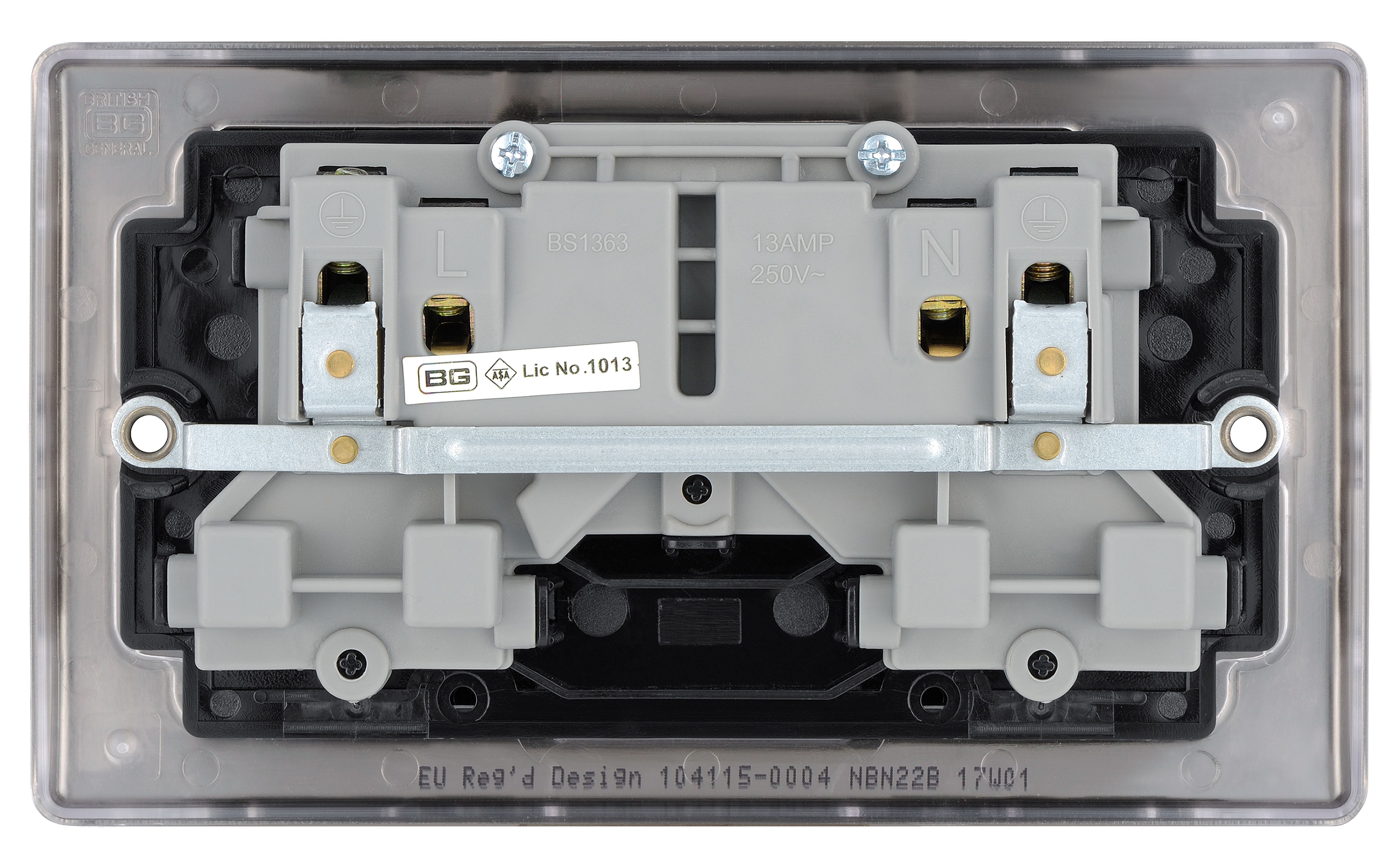BG Nickel effect Double 13A Gloss Black Socket - 4