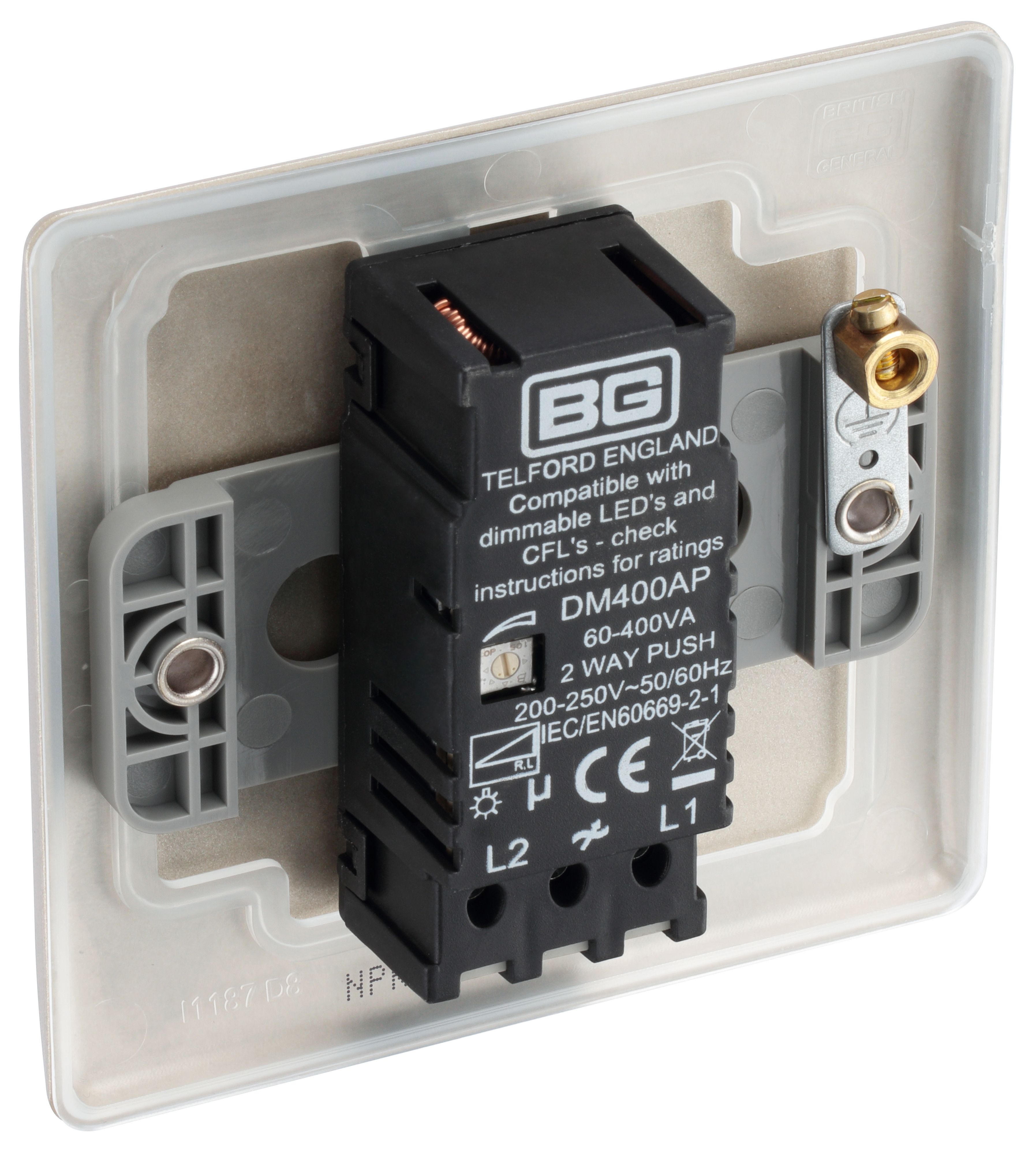 BG Nickel profile Single 2 way 400W Dimmer switch - 6