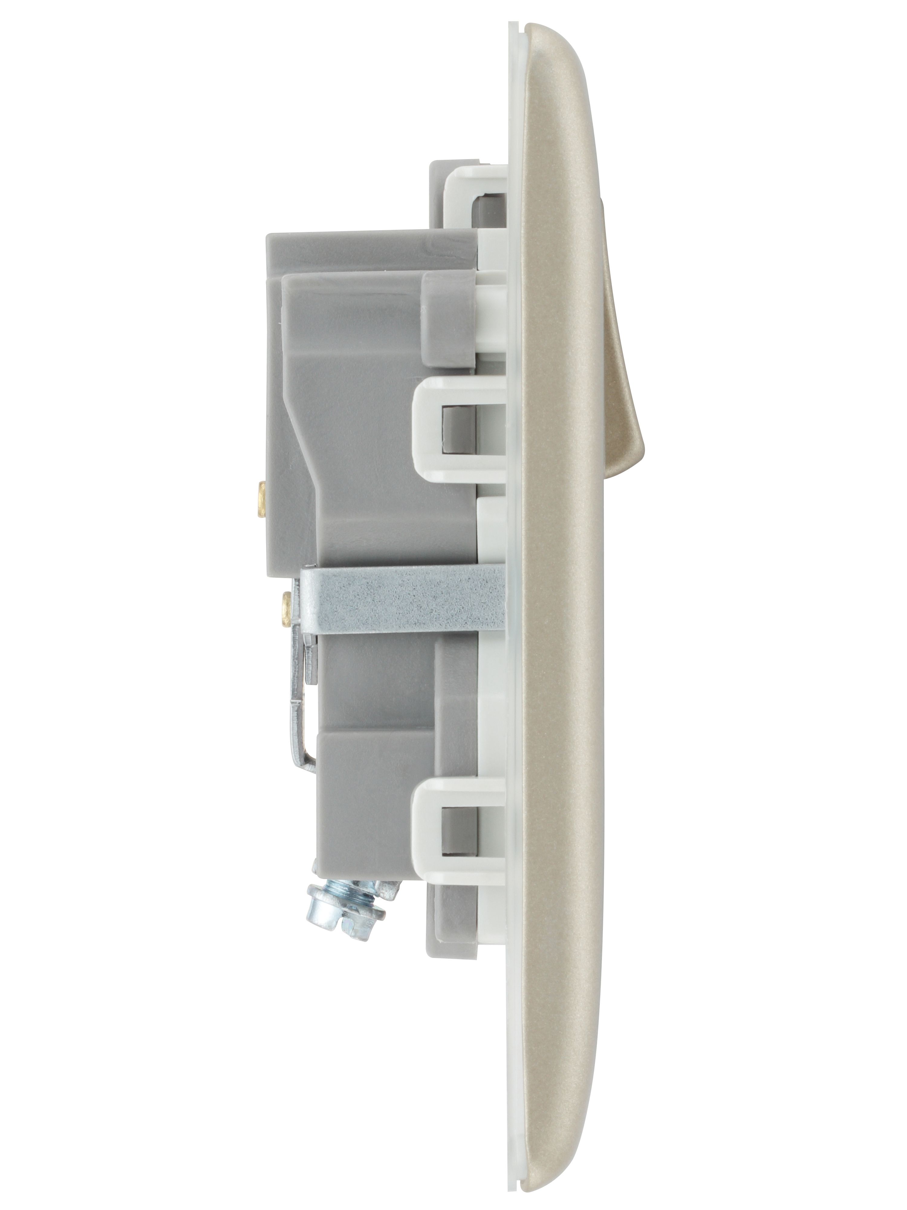 BG Nickel Single 13A Switched Socket & White inserts - 5