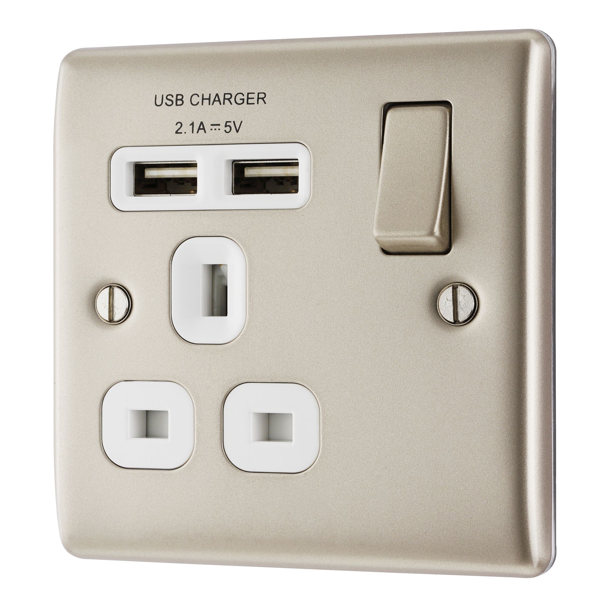 BG Antique Brass USB 13A DP Switched Socket 2 Gang + 2 USB (3.1A) - 3