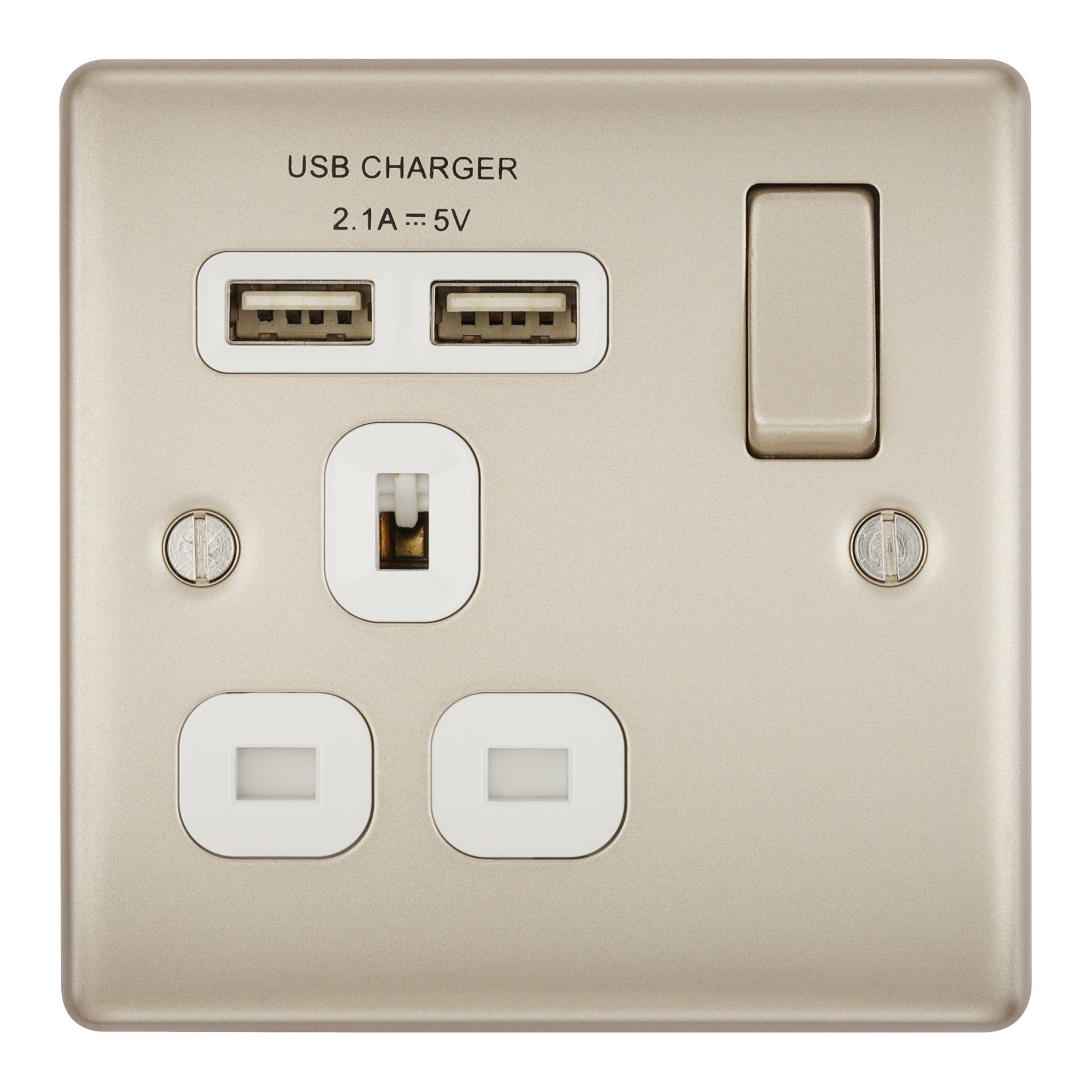 BG Antique Brass USB 13A DP Switched Socket 2 Gang + 2 USB (3.1A)