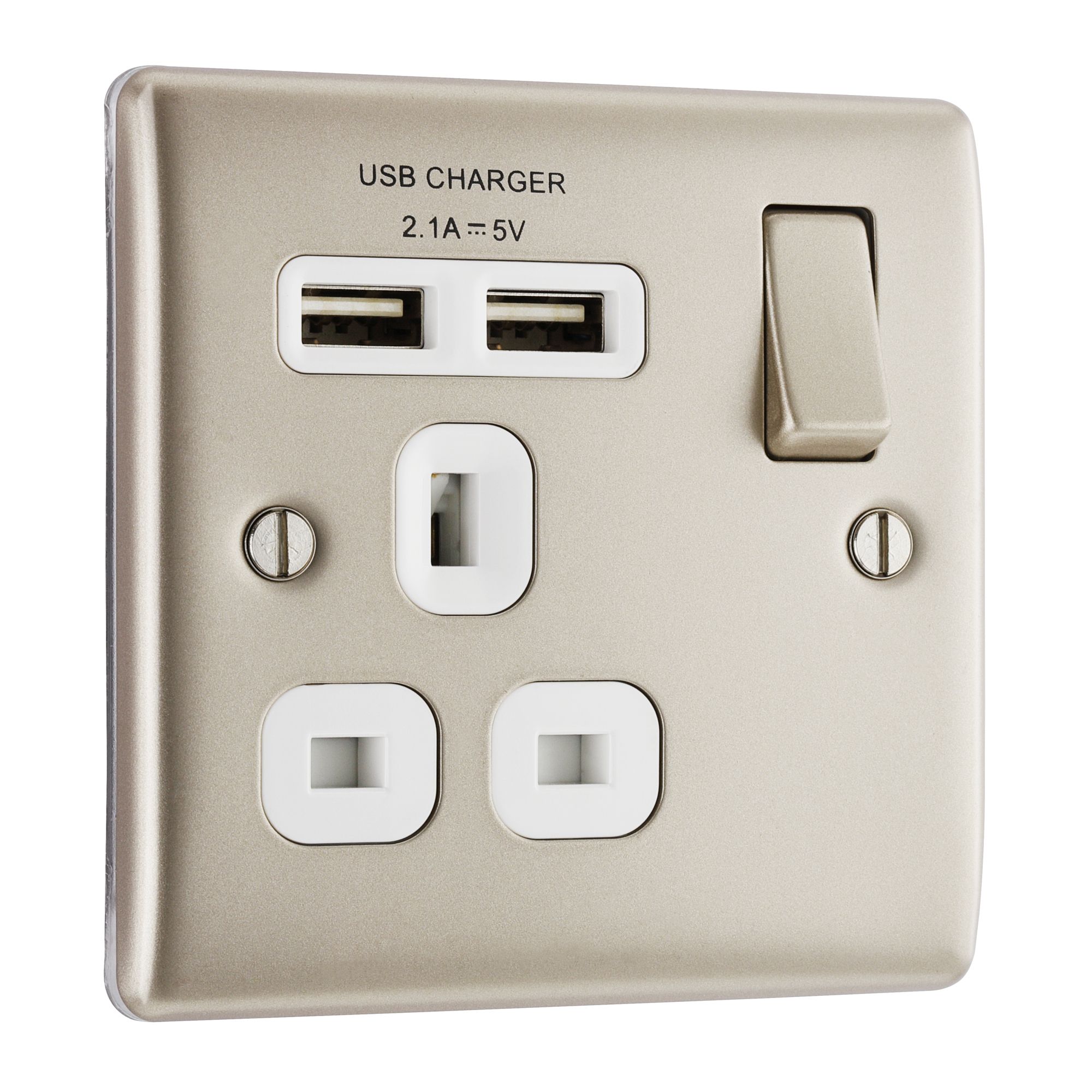 BG Antique Brass USB 13A DP Switched Socket 2 Gang + 2 USB (3.1A) - 4