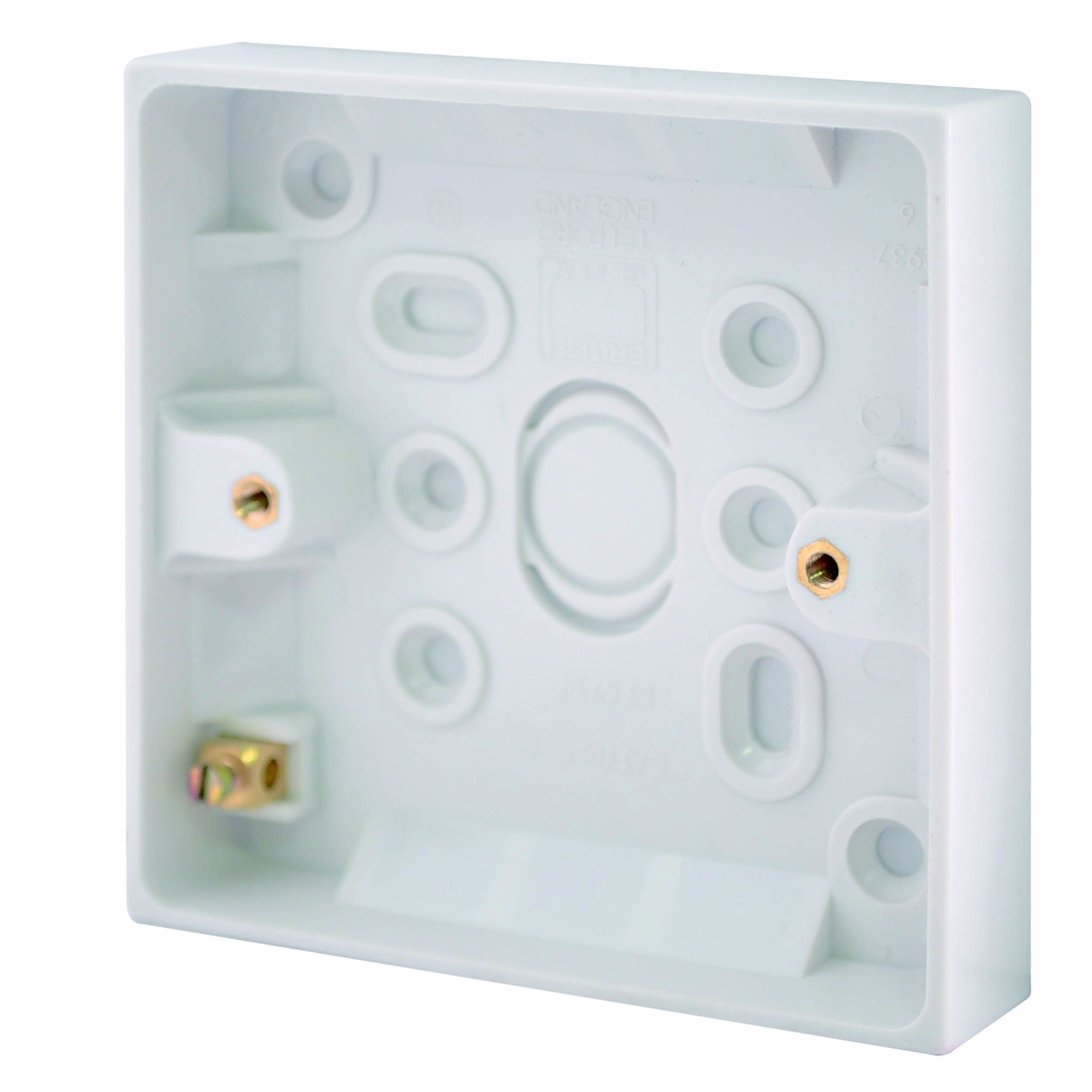 BG Plastic 16mm Single Pattress box DIY at B&Q