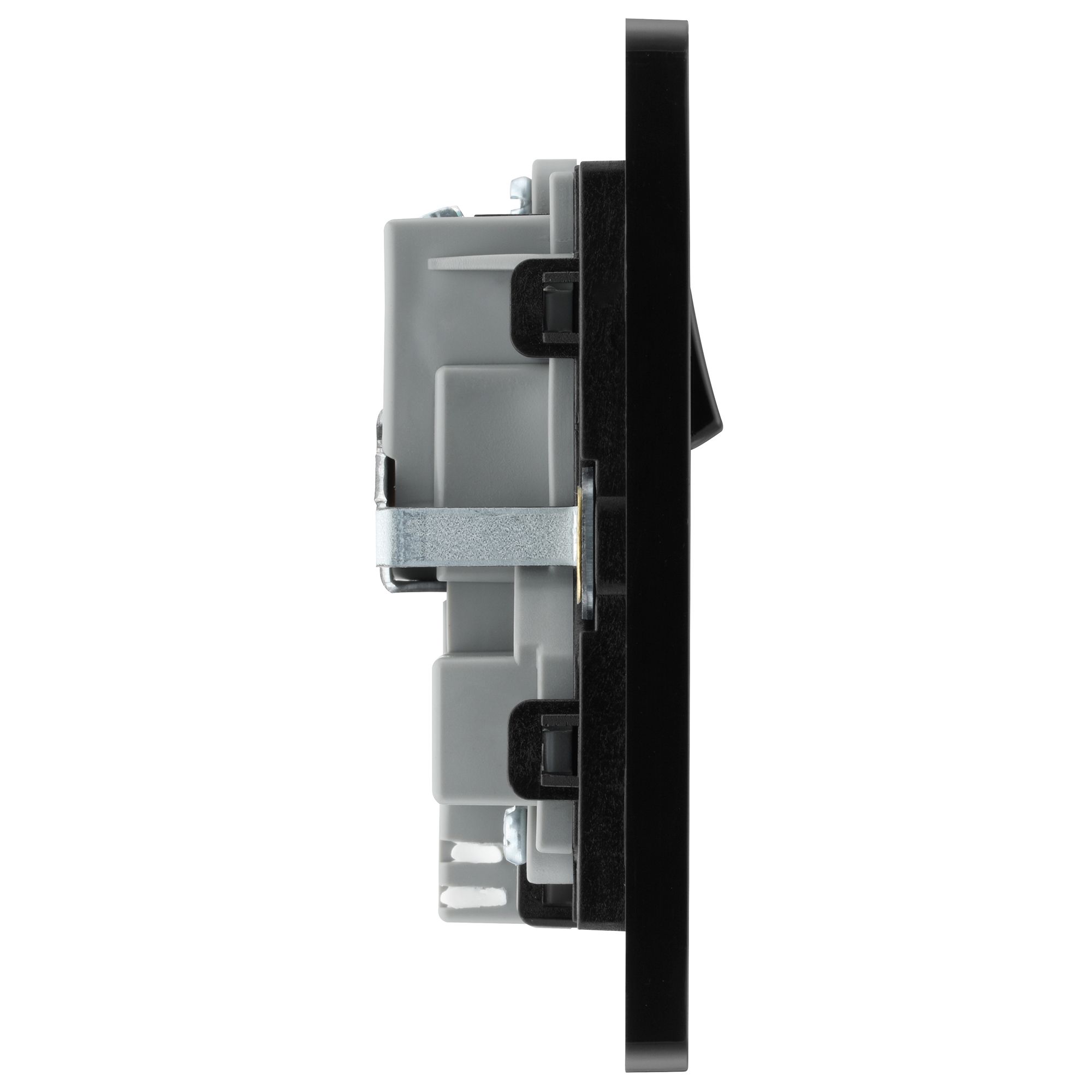 BG Brushed Steel 13A Black Insert Switched Socket + A & C Type USB 2 Gang + 2 USB (4.2A) - 5