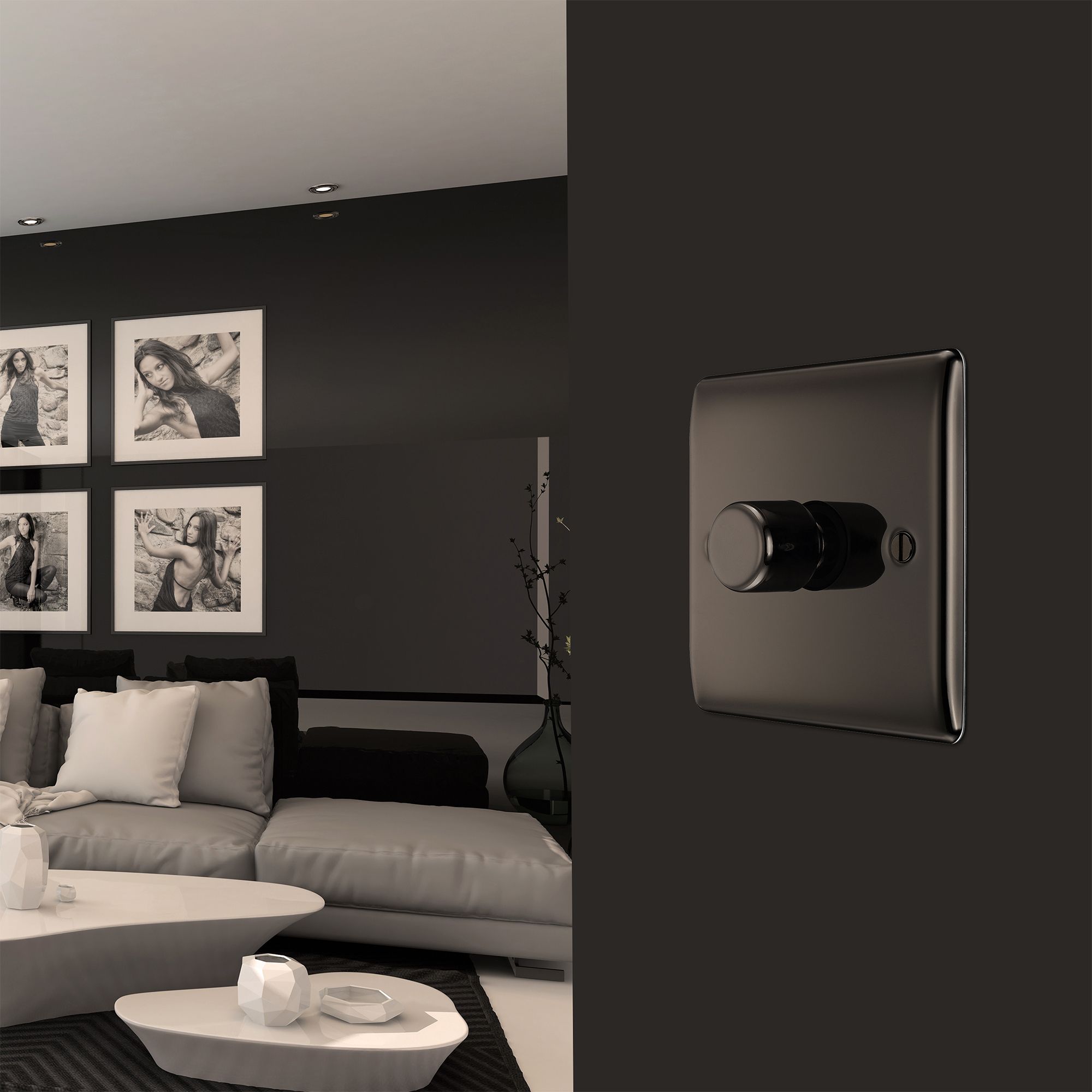 BG Screwless Flatplate Matt Black 200W Intelligent LED Dimmer Switch 1 Gang 2 Way - 4