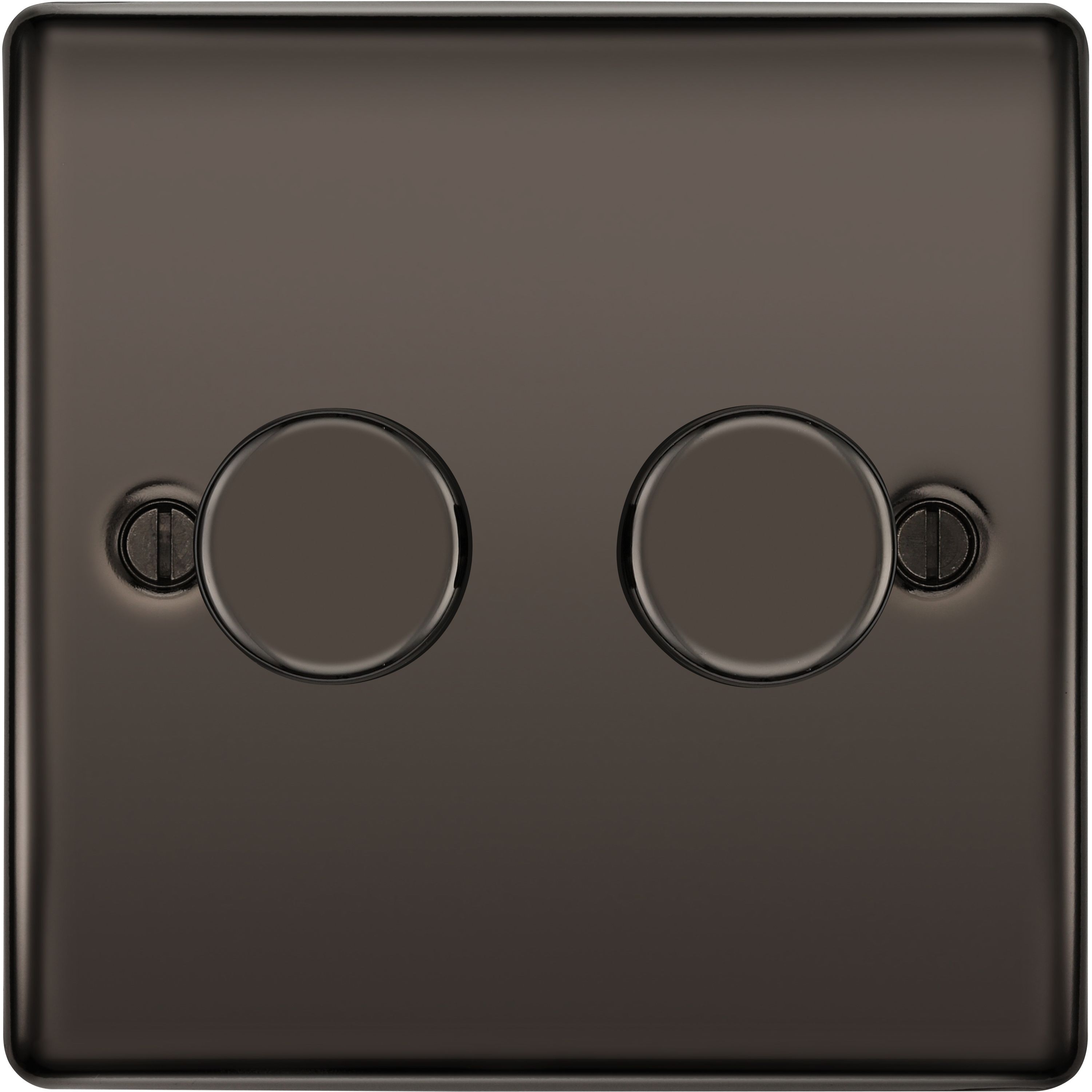 BG Raised slim Black Nickel effect 2 gang profile Double 200W Dimmer switch