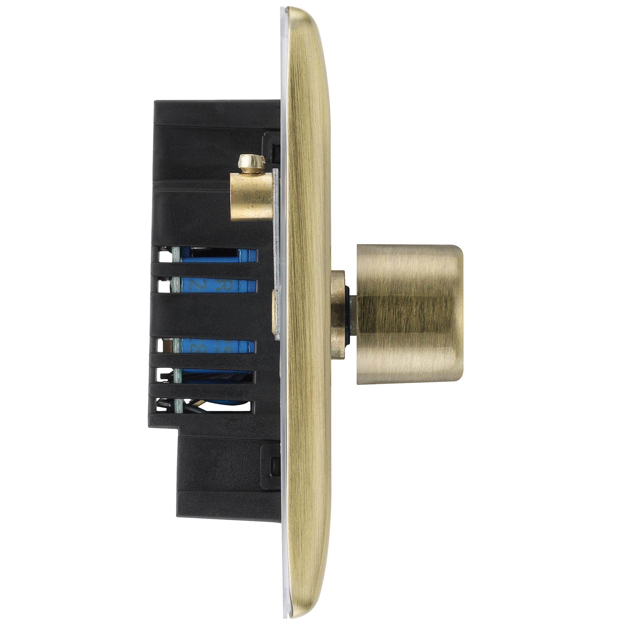 BG Raised slim Gold Antique brass effect 1 gang profile Single 200W Dimmer switch - 5