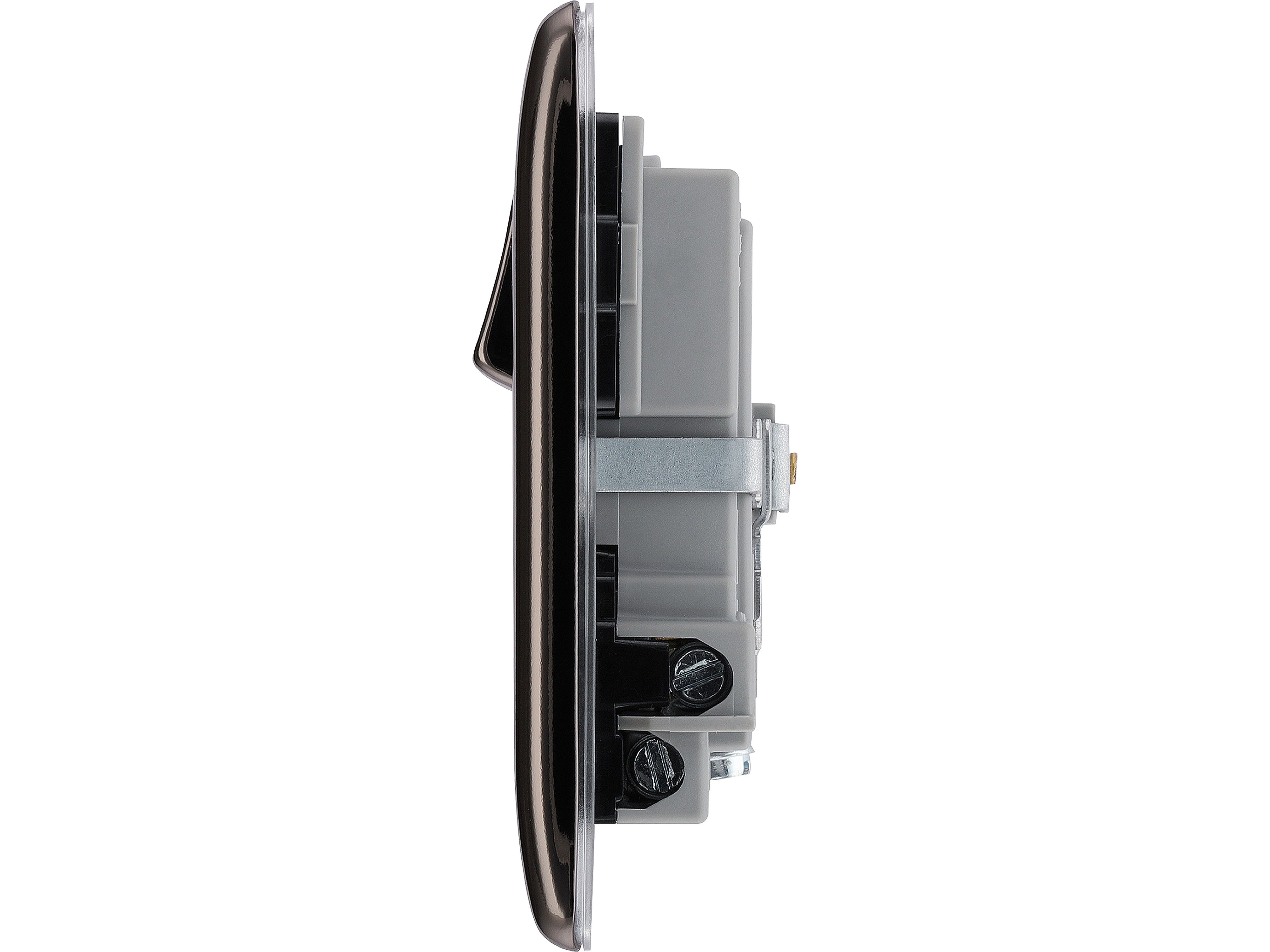 BG Single 13A Switched Gloss Black Socket with USB x2 2.1A - 5