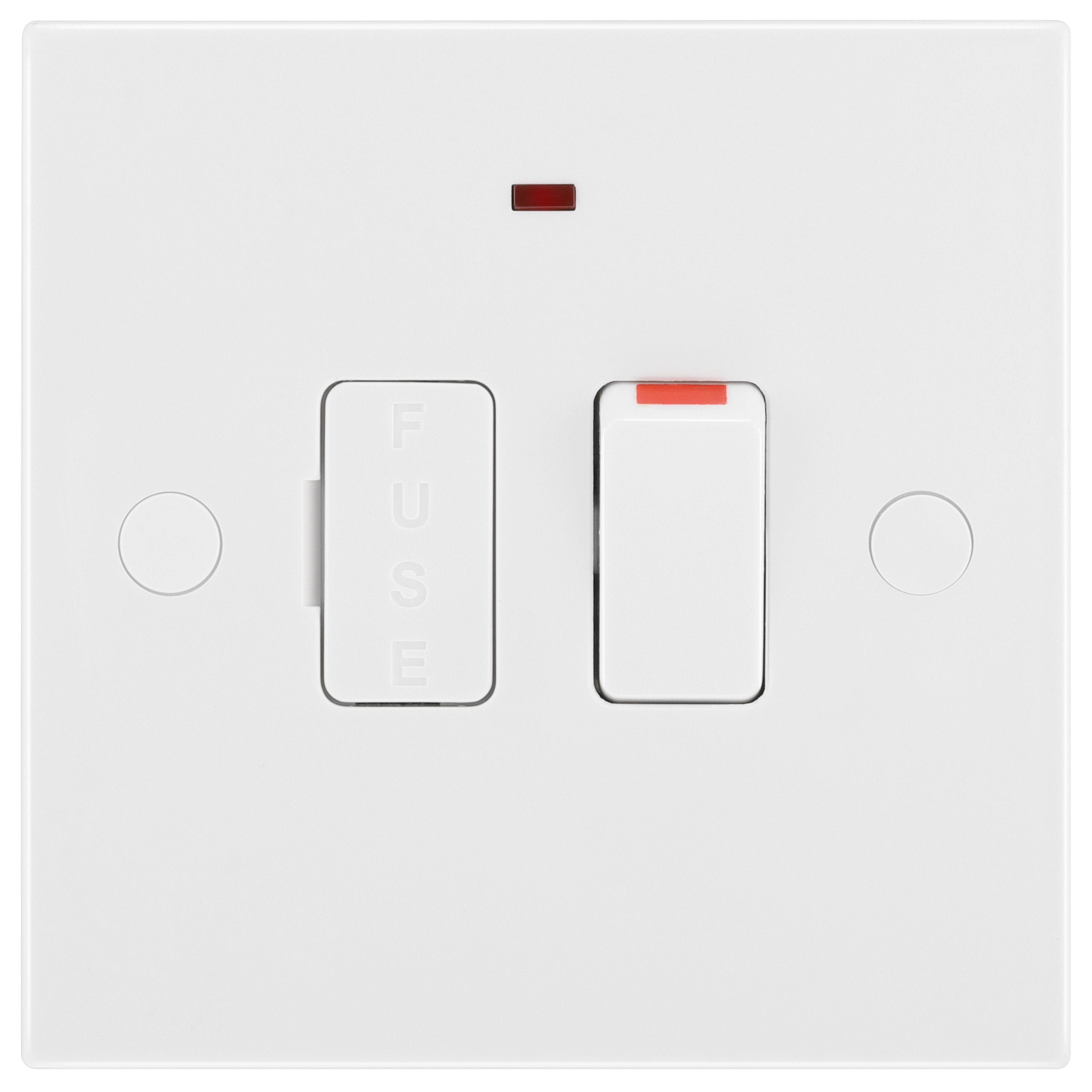 BG White 13A 1 way Raised square profile Screwed Switched Neon indicator Fused connection unit