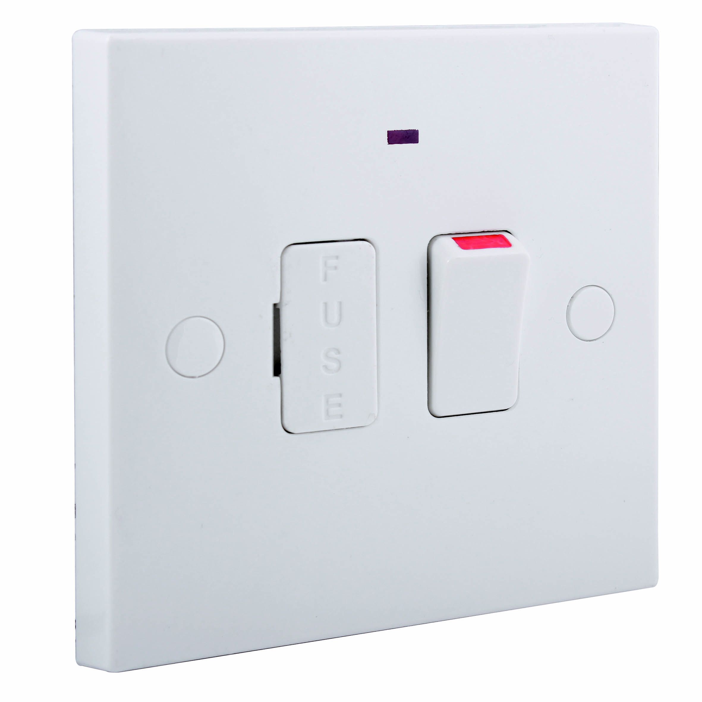 BG White 13A 1 way Raised square profile Screwed Switched Neon indicator Fused connection unit - 3
