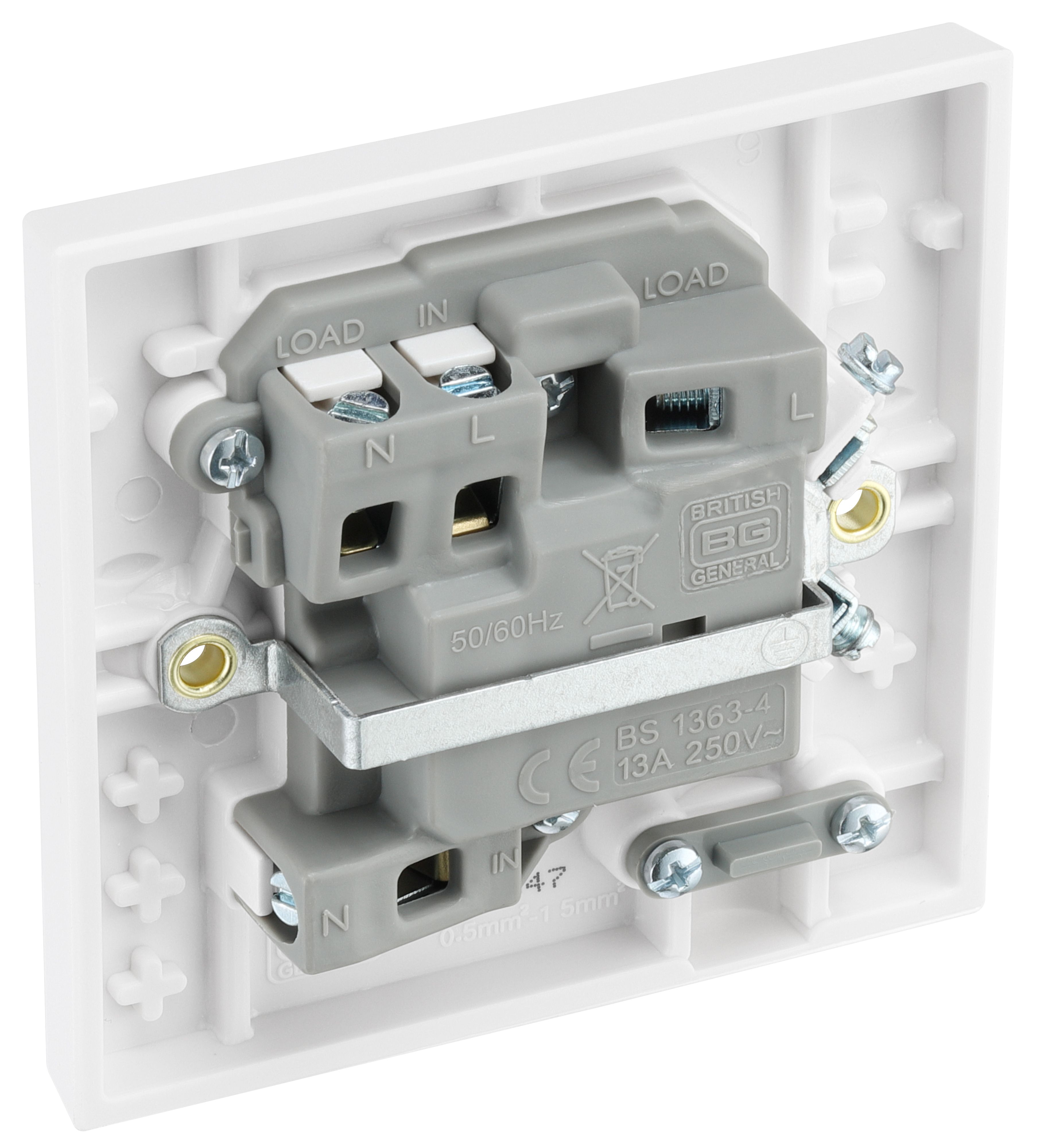 BG White 13A 1 way Raised square profile Screwed Switched Neon indicator Fused connection unit - 6