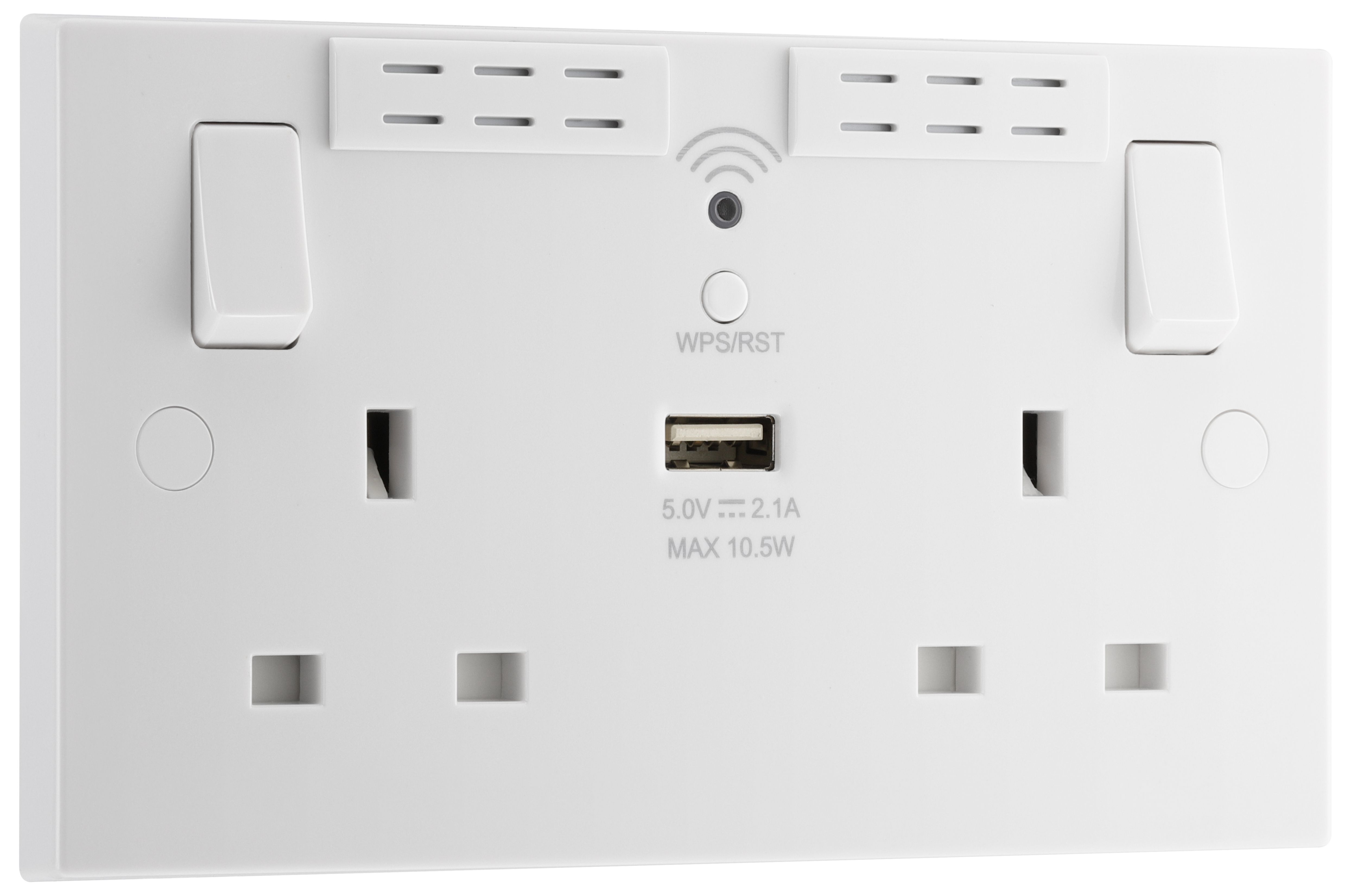 BG White 13A Switched Double WiFi extender socket with USB - 5