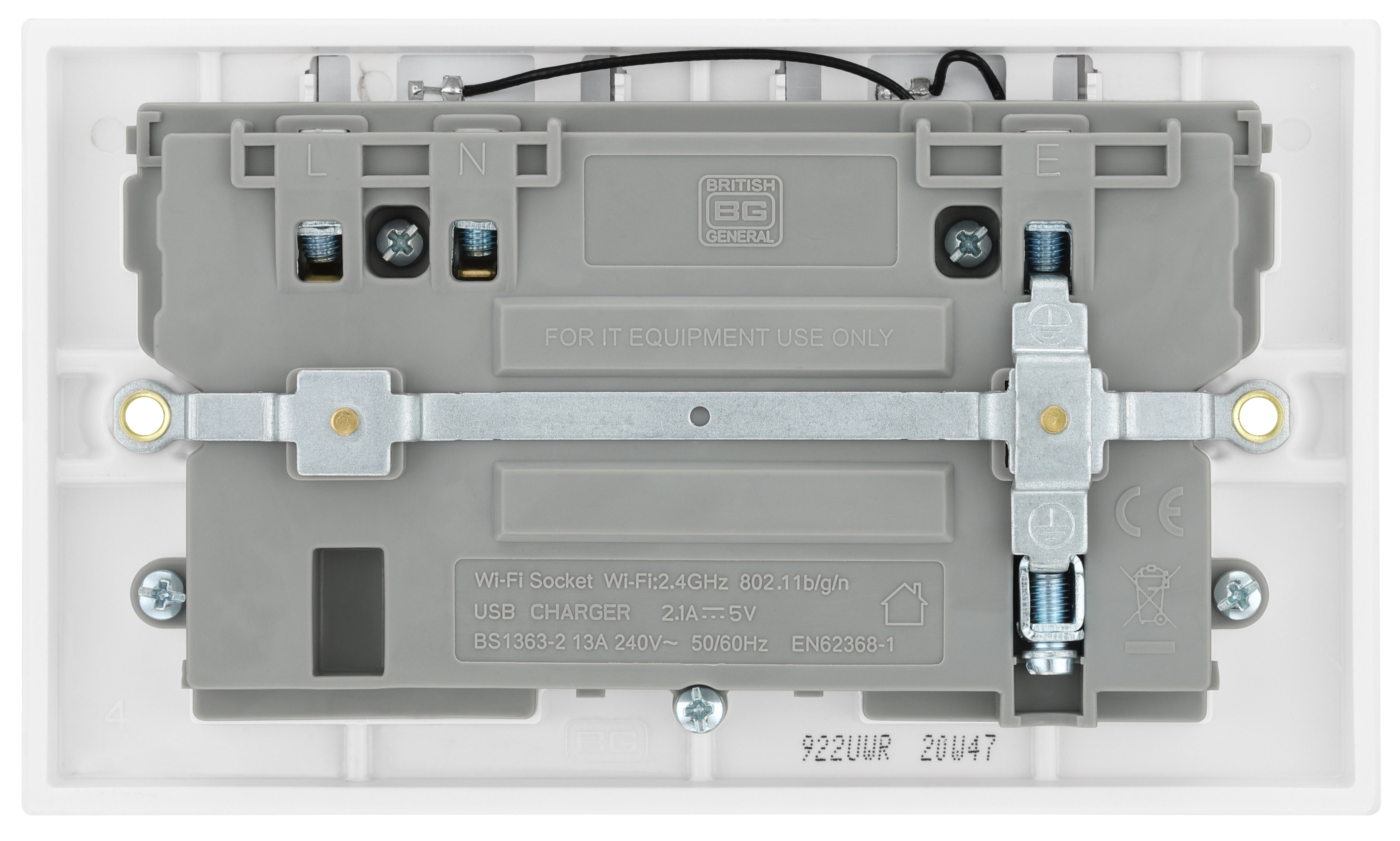 BG White 13A Switched Double WiFi extender socket with USB - 6