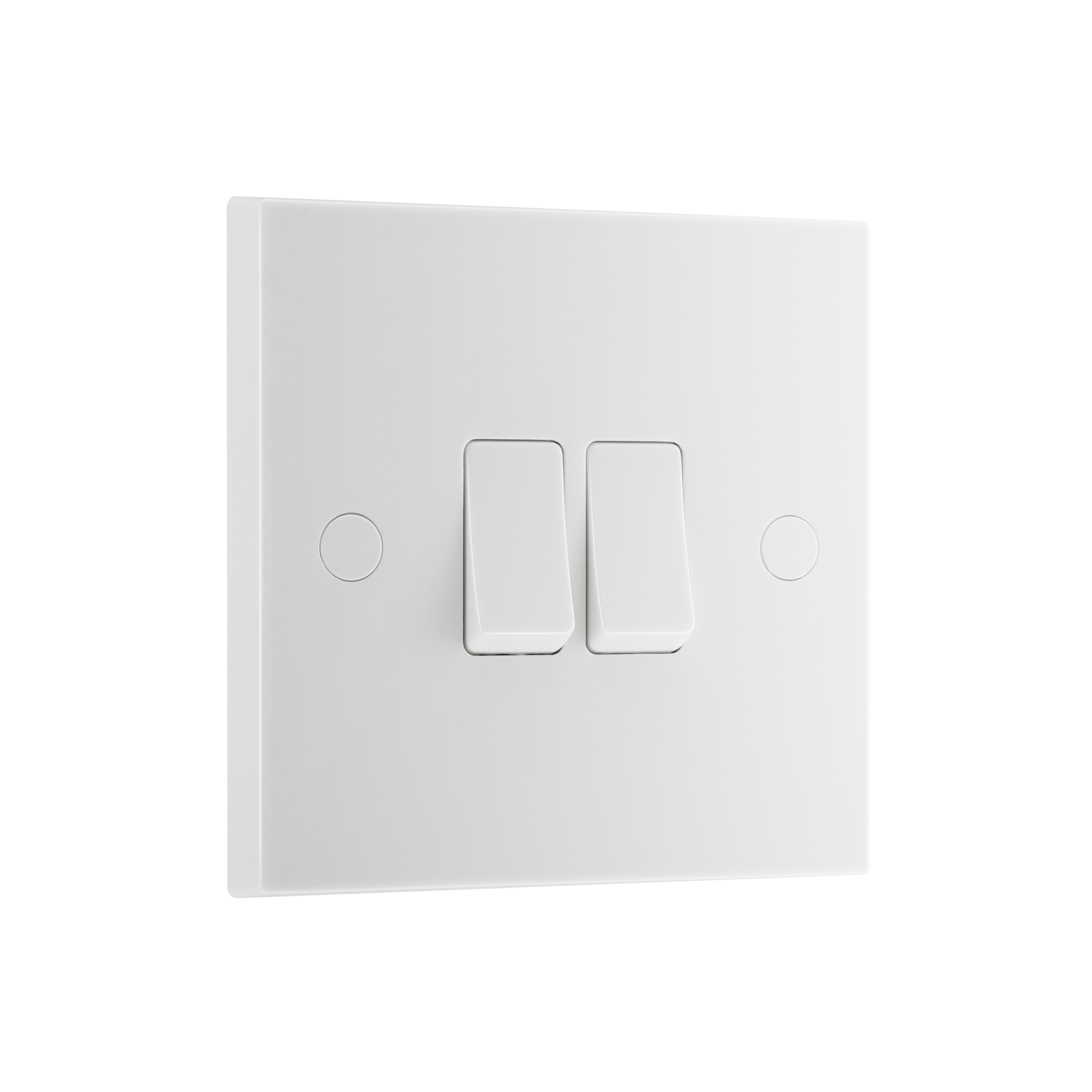 BG White 20A 2 way 2 gang Light Switch
