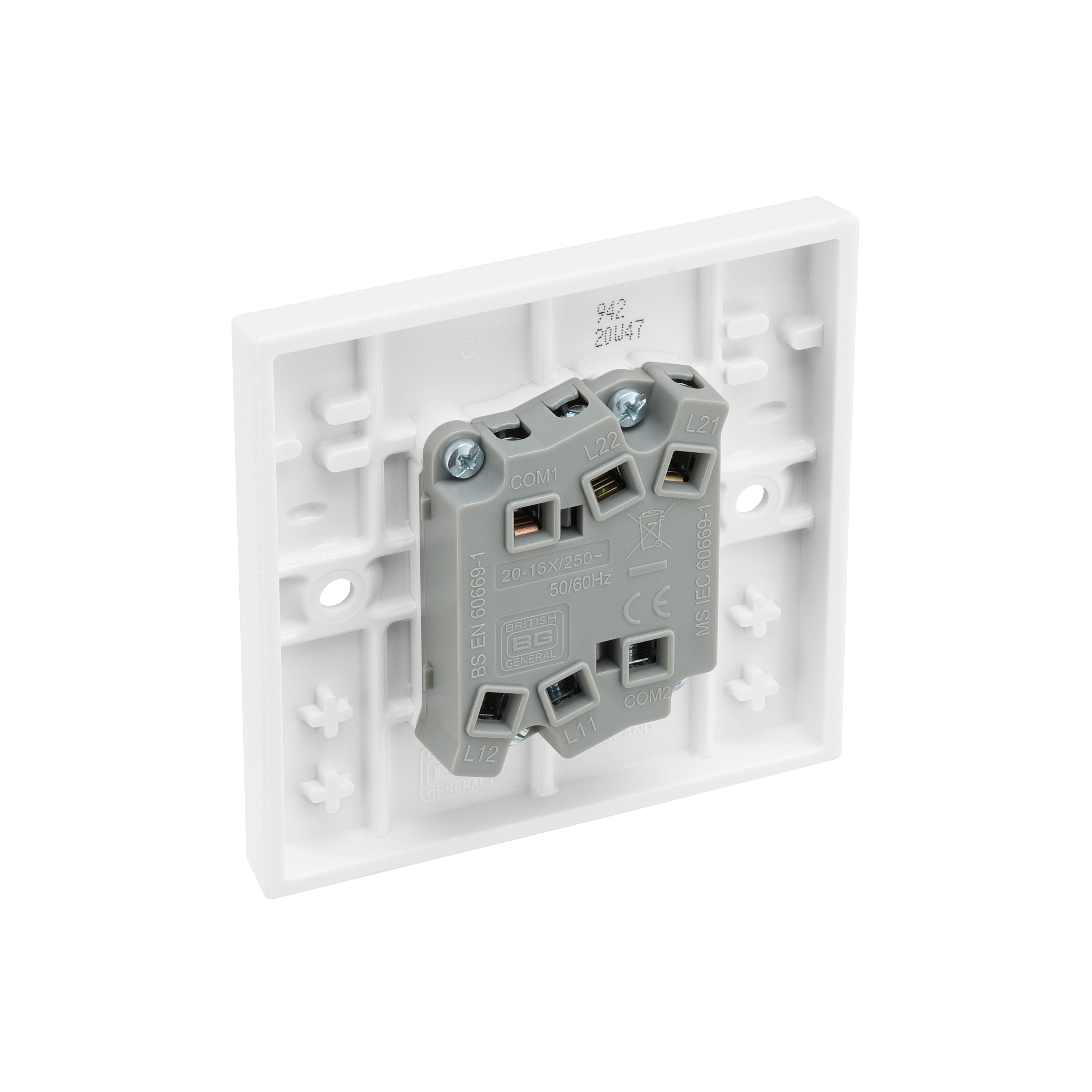 BG White 20A 2 way 2 gang Light Switch - 6