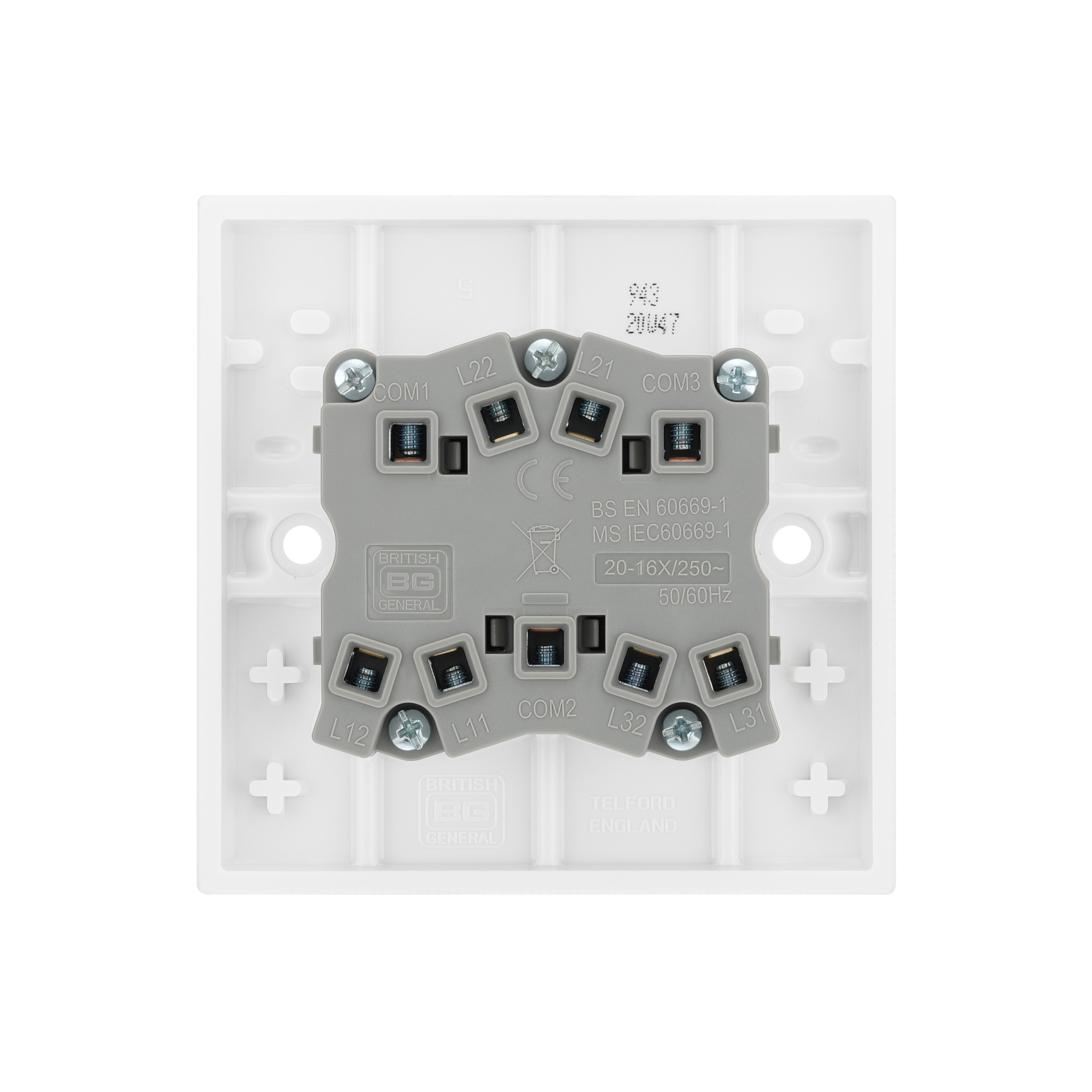 BG White 20A 2 way 3 gang Light Switch