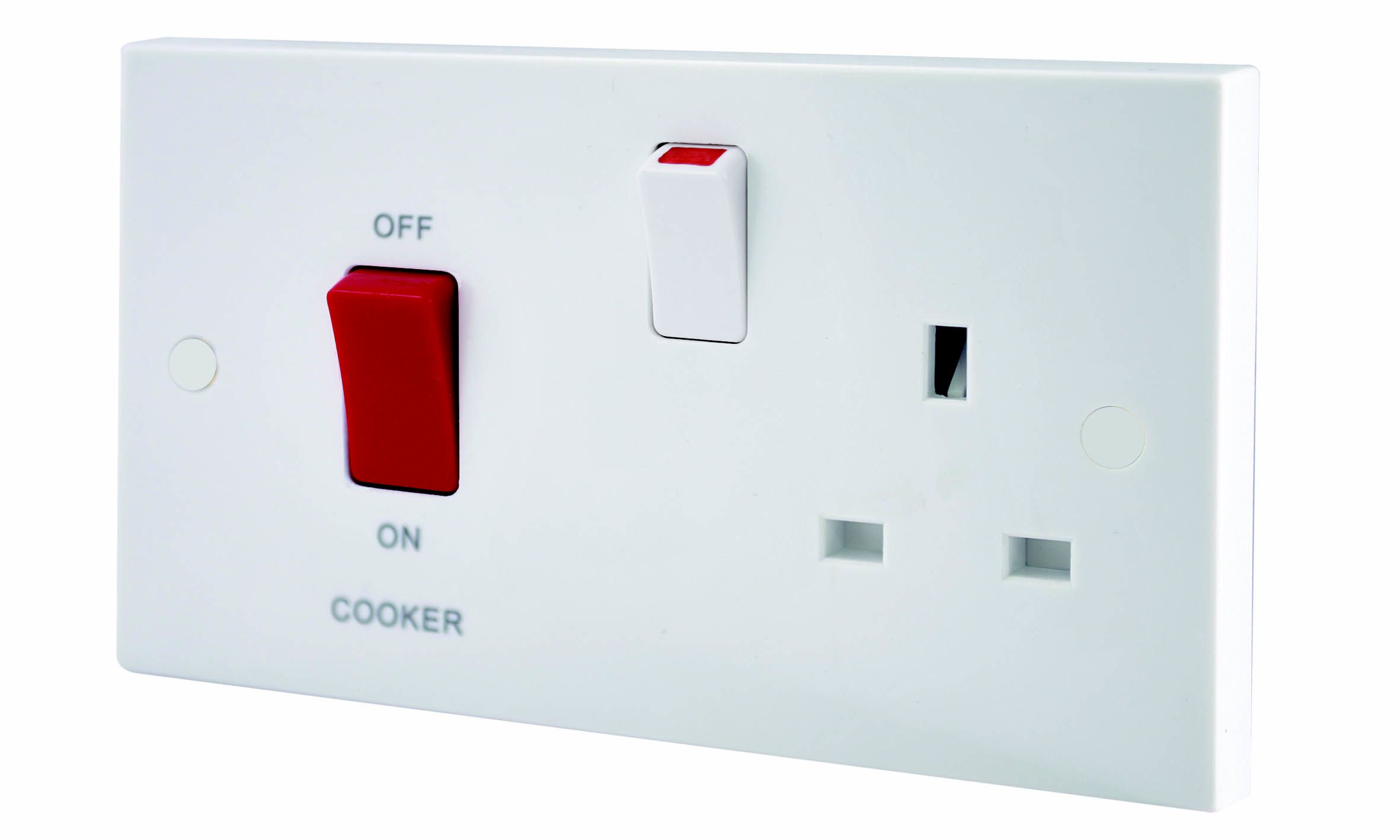 BG White Cooker switch & socket