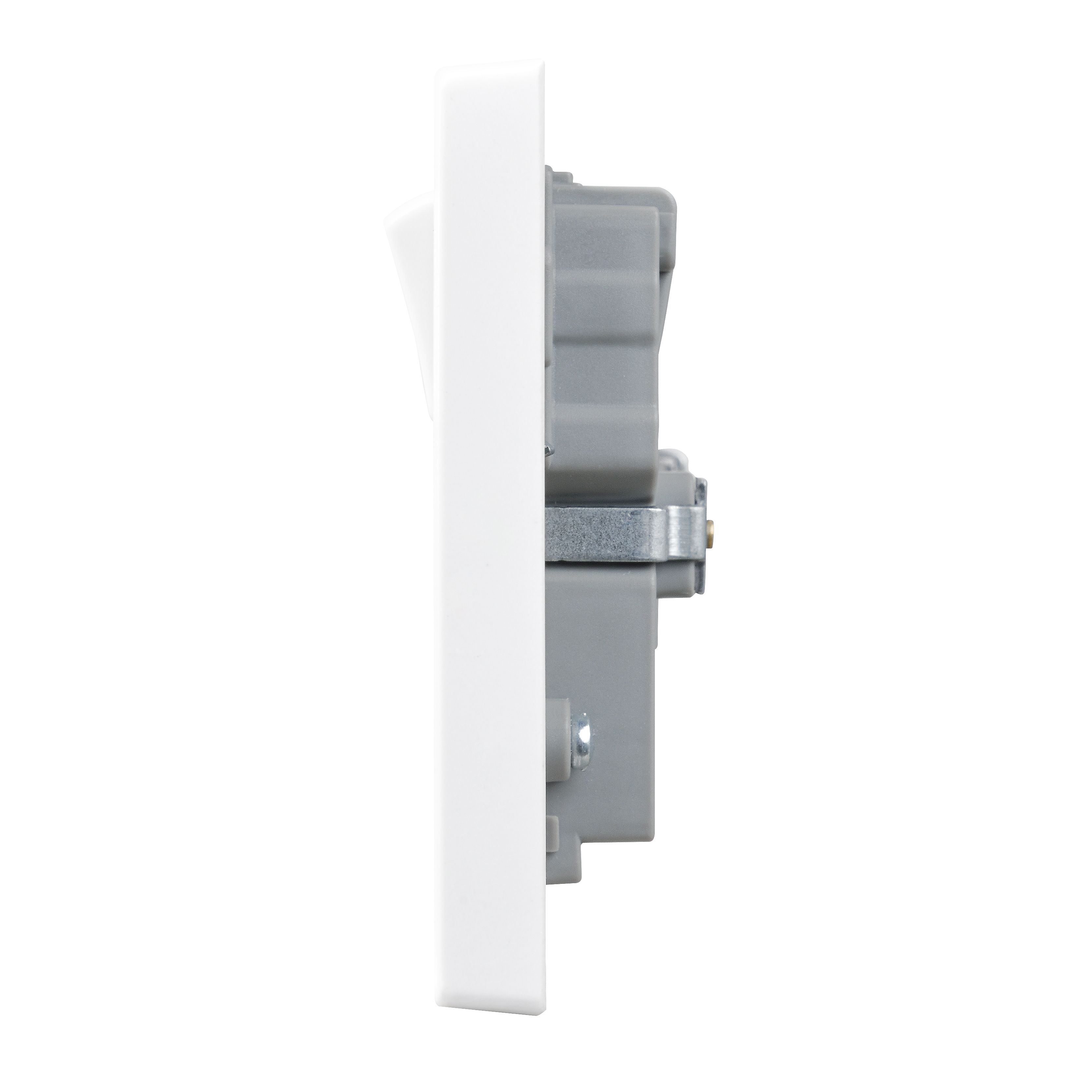 BG White Double 13A Raised square Switched Screwed Socket with USB, 4.2 x2 & White inserts