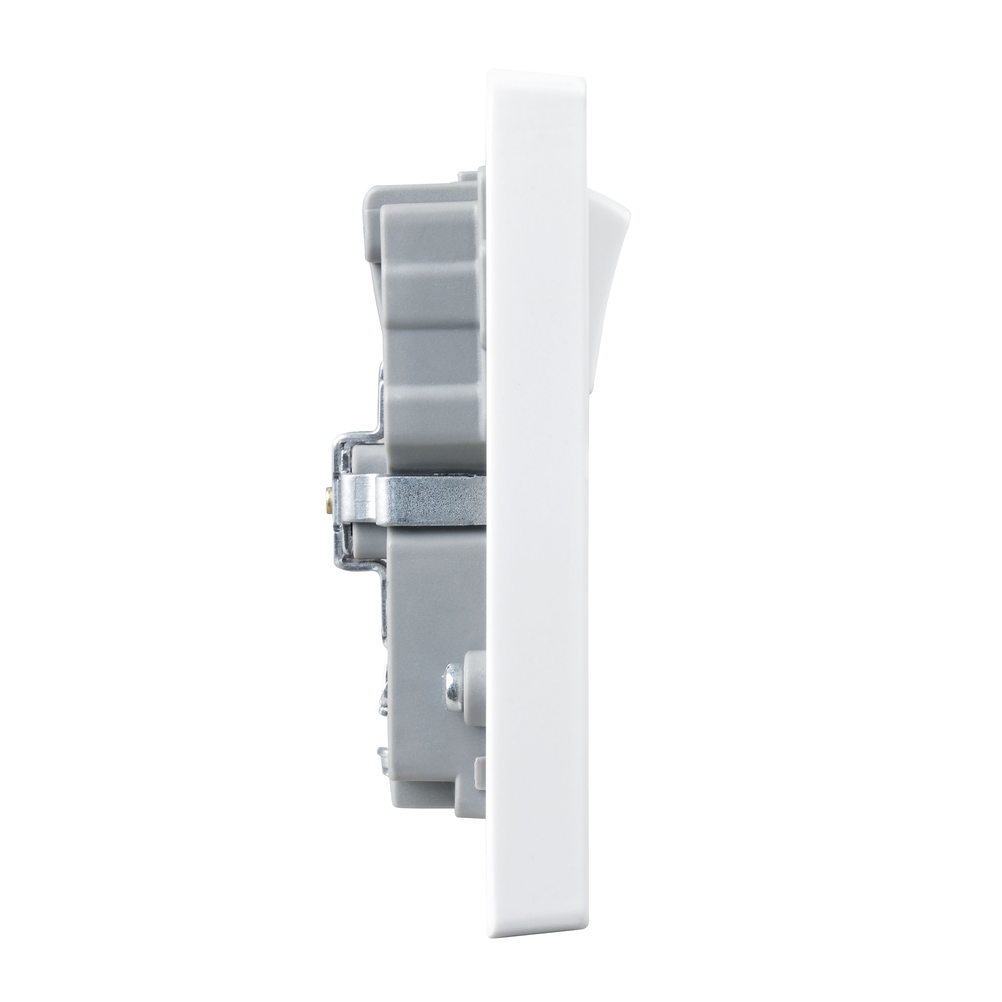 BG White Double 13A Raised square Switched Screwed Socket with USB, 4.2 x2 & White inserts