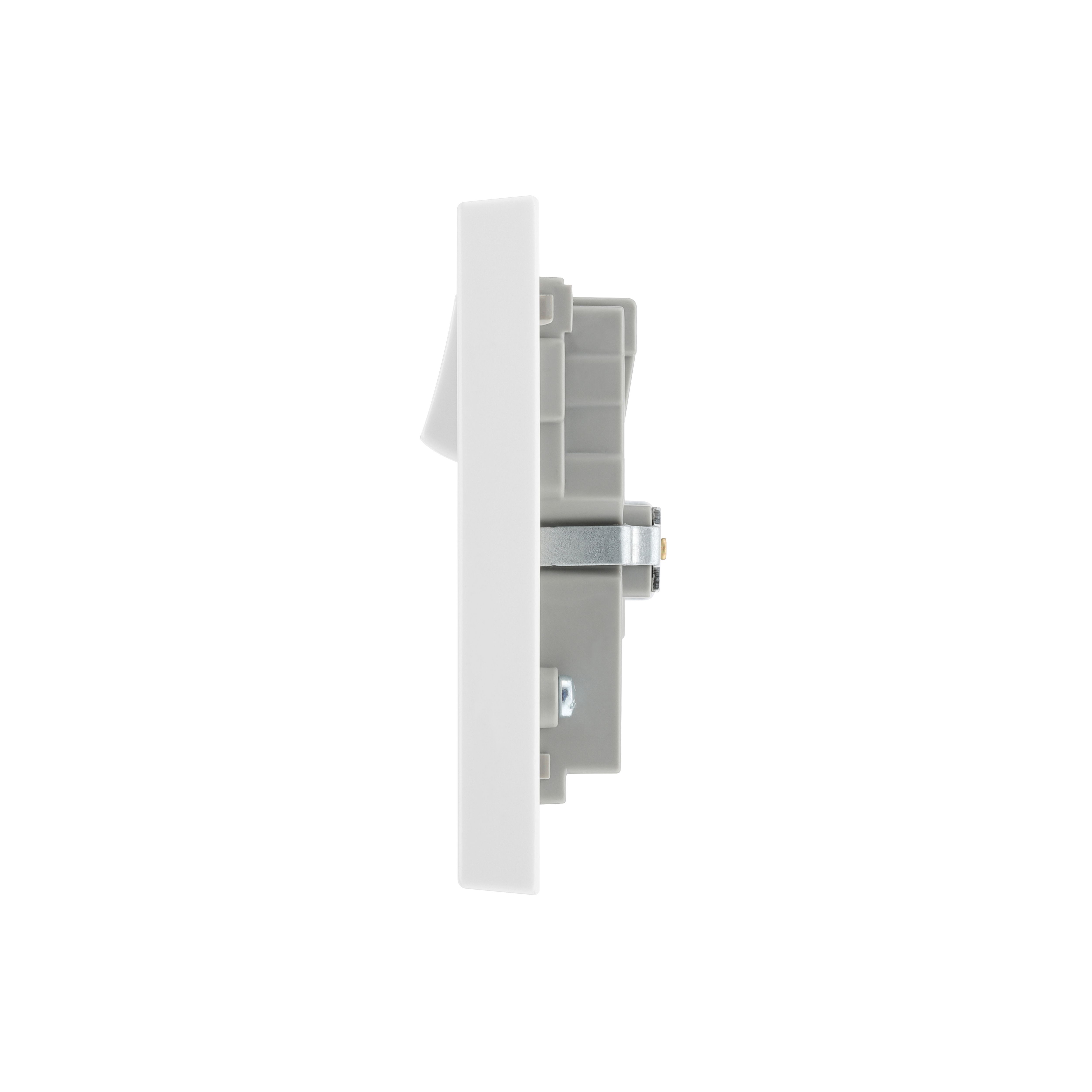 BG White Double 13A Switched Socket with USB x2 3.1A & White inserts