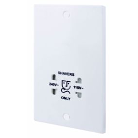 BG White Double Raised square Screwed Shaver socket