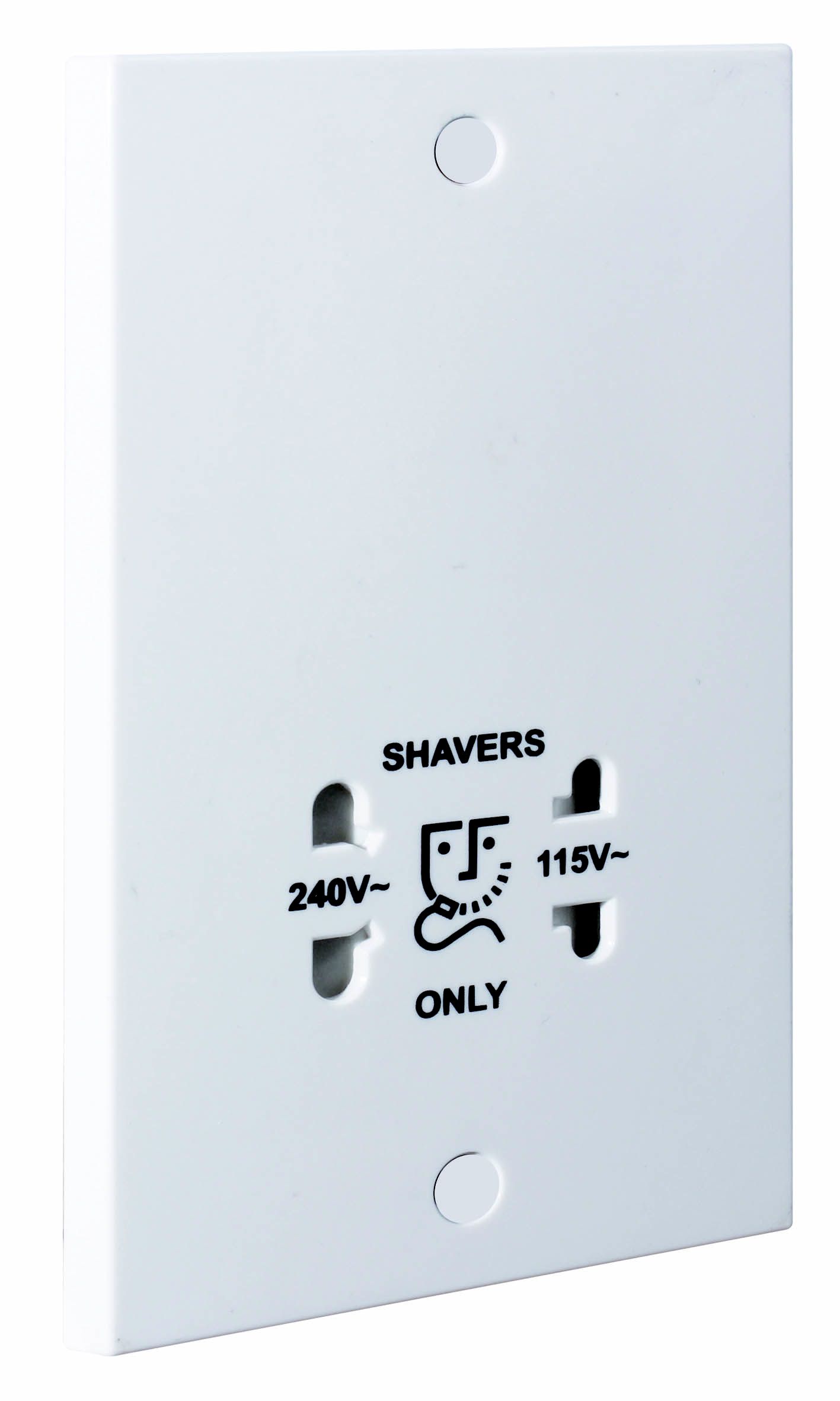 BG White Double Raised square Screwed Shaver socket