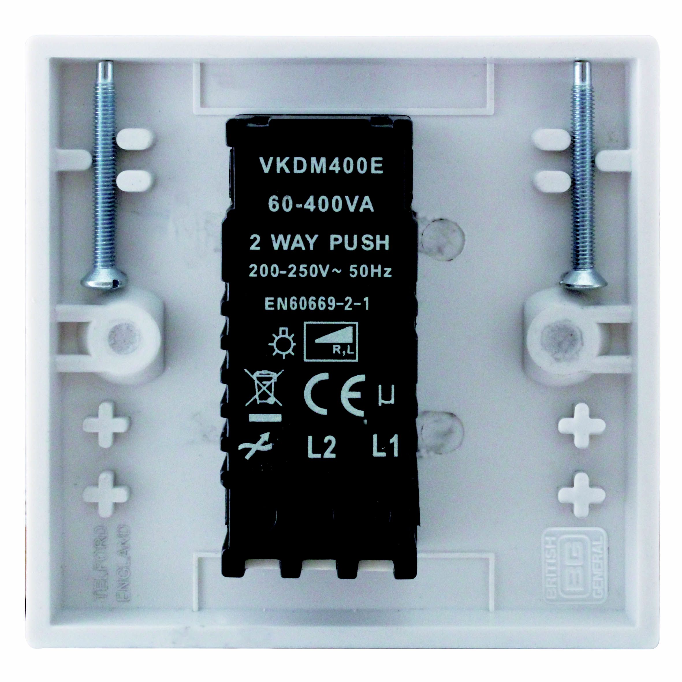 BG White Single 2 way 400W Dimmer switchFinish: Gloss - 5
