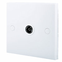BG White Raised square Wall-mounted Single TV socket