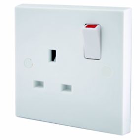BG White Single 13A Socket & White inserts