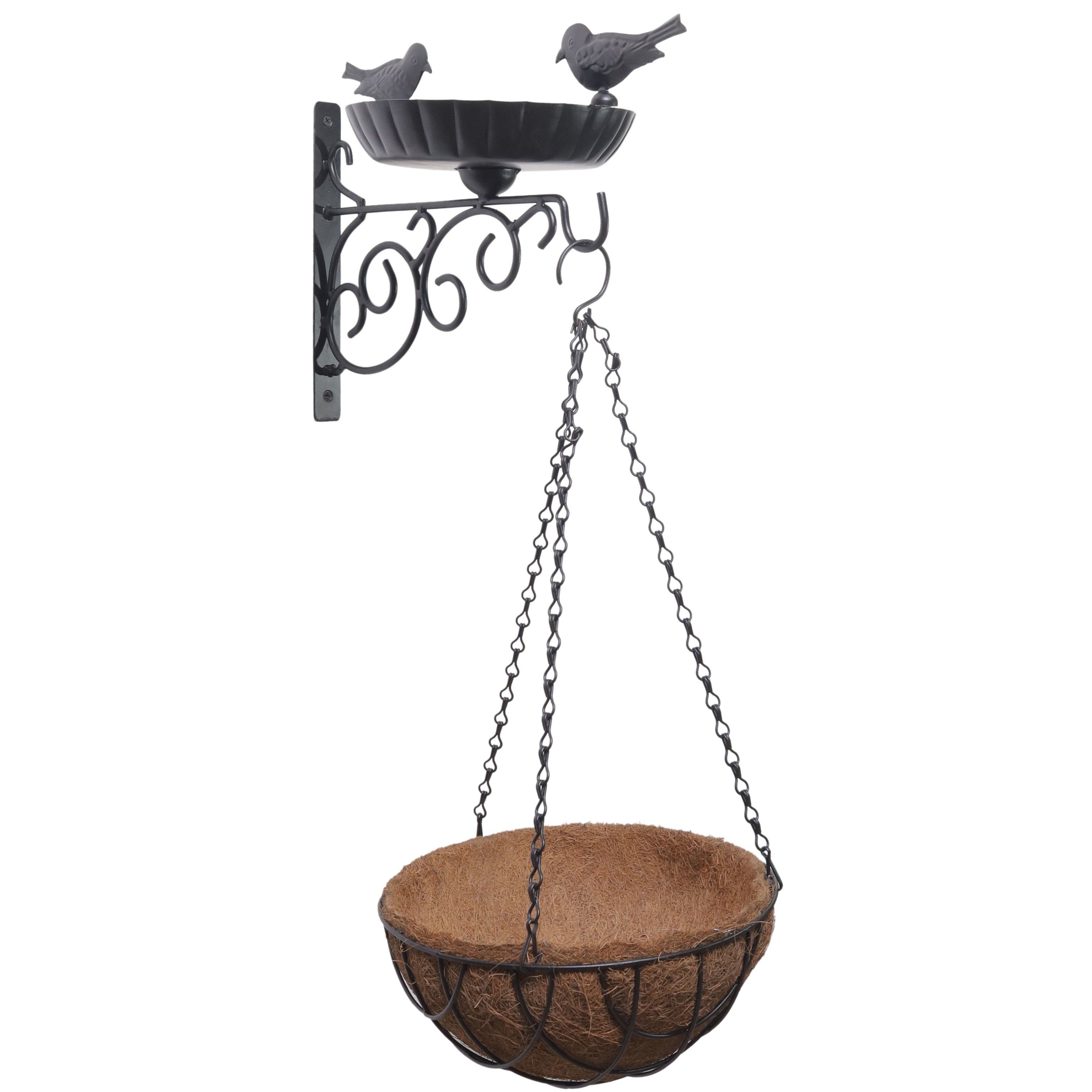 Birds Black Metal Hanging basket Bracket