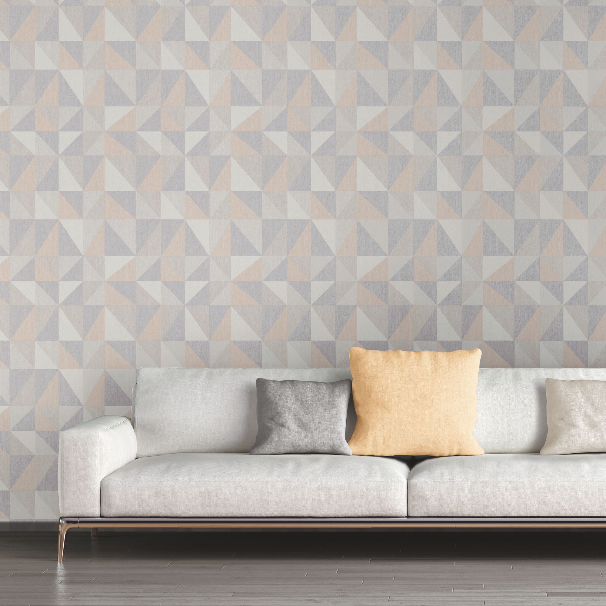 Bjorn Grey & yellow Geometric 3D effect Textured Wallpaper