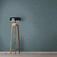 Bjorn Teal Geometric Textured Wallpaper