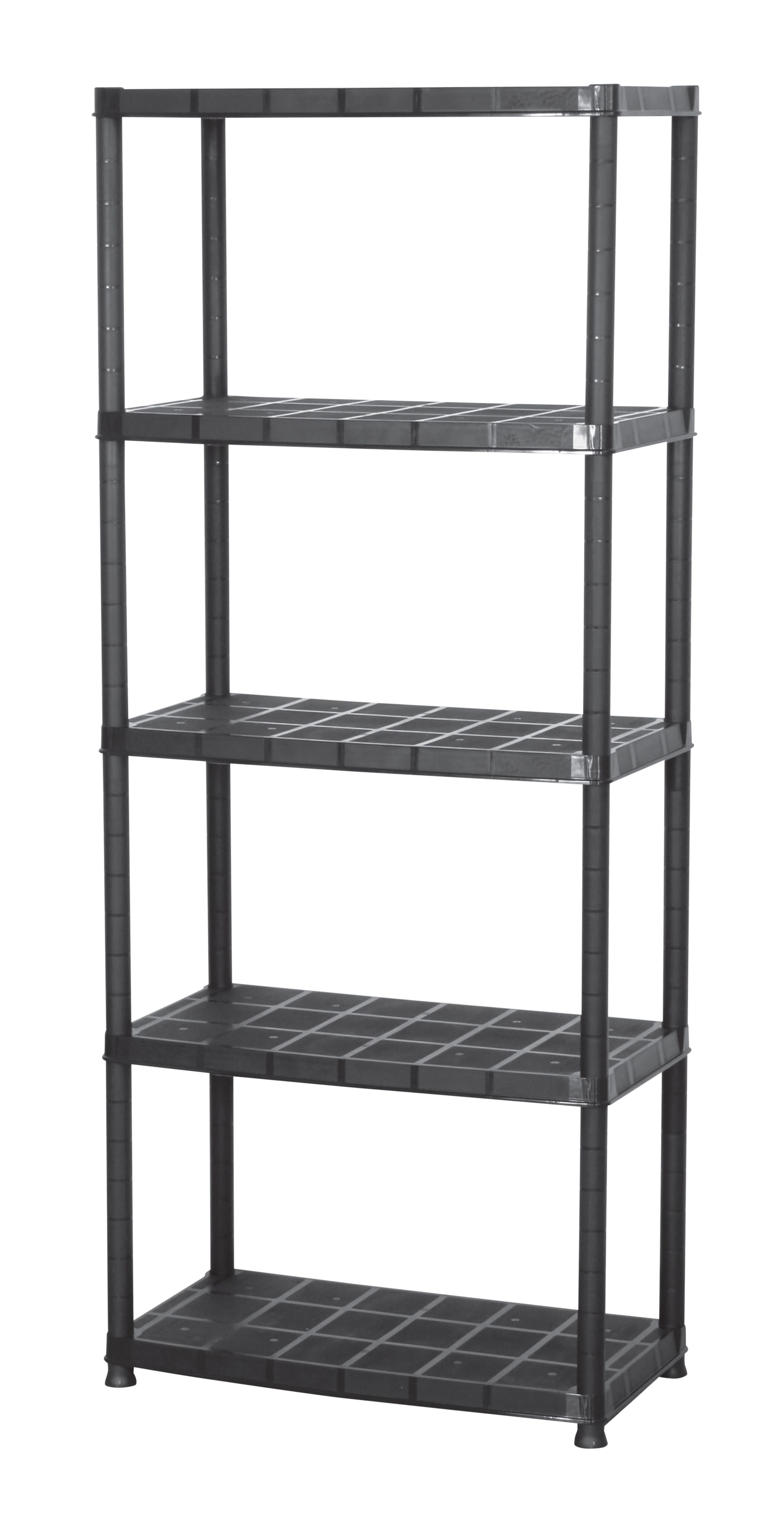 Black 5 shelf Plastic Shelving unit (H)1700mm (W)710mm | DIY at B&Q