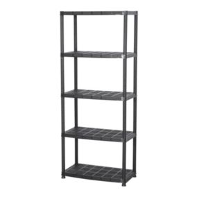 Black 5 shelf Plastic Shelving unit (H)1700mm (W)710mm