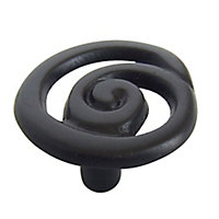 Black Aluminium Round Swirl Cabinet Knob (Dia)34.5mm