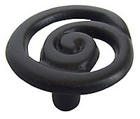 Black Aluminium Round Twisted Furniture Knob, Pack of 6