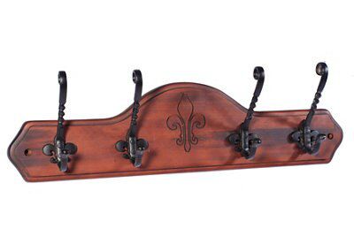 Black Antique effect Fleur-de-lys 4 Hook rail, (L)545mm (H)22mm