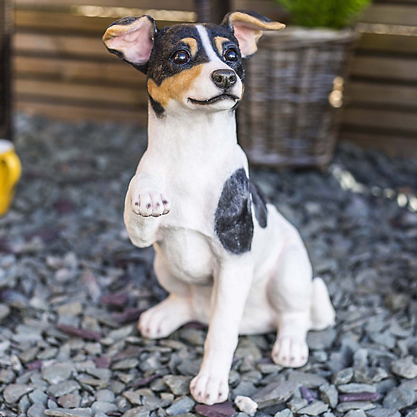 Black, brown & white Resin Terrier Garden ornament (H)38.5cm Black, brown & white Resin Terrier Garden ornament (H)38.5cm