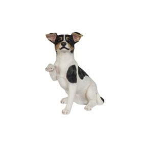 Black, brown & white Resin Terrier Garden ornament (H)38.5cm