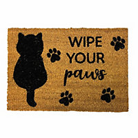 Black Cat paws Door mat, 57cm x 40cm