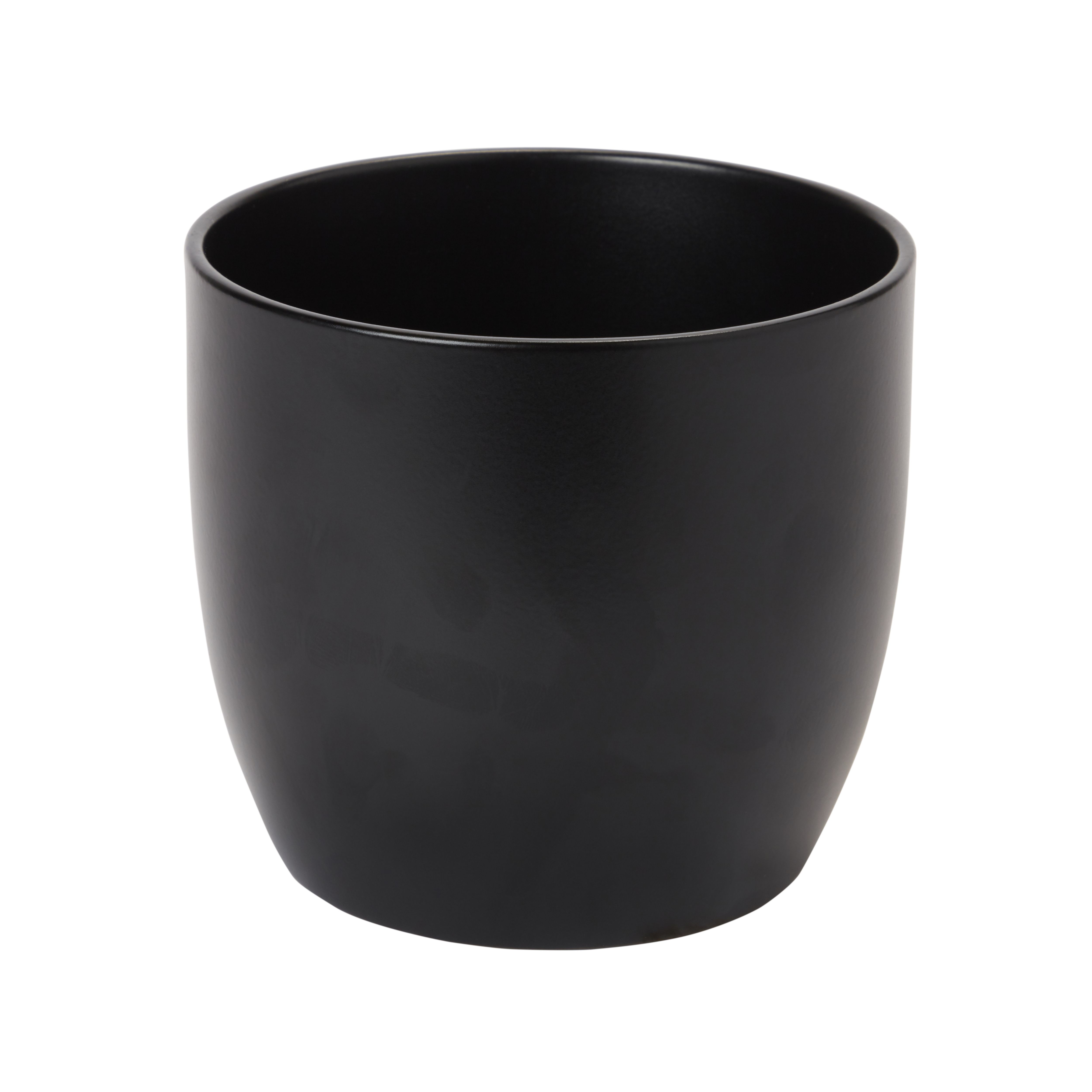 Black Ceramic Circular Plant pot (Dia)14.4cm