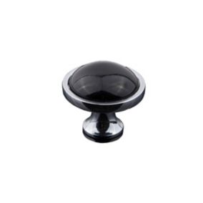 Black Ceramic & zinc alloy Chrome effect Round Furniture Knob (Dia)34mm