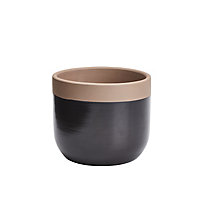 Black Clay Dipped Circular Plant pot (Dia)16.4cm