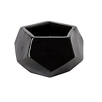 Black Clay Geometric Plant pot (Dia)15.5cm