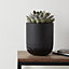 Black Concrete Cylindrical Plant pot (Dia)15.7cm